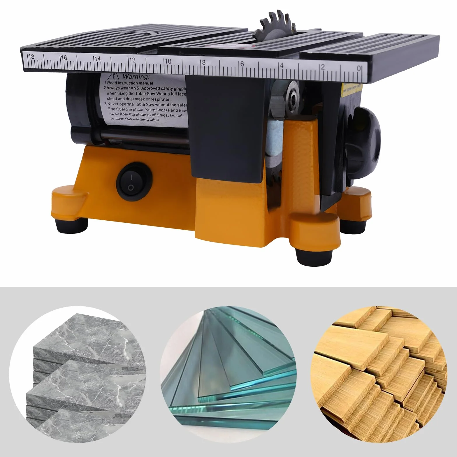 Mini stołowa pilarka tarczowa, wysokość cięcia 5/8", 220 V, średnica brzeszczotu 10 cm, przenośna, precyzyjna piła stołowa, do tworzywa sztucznego, drewna, szkła, kamienia, sklejki, płyt OSB, płyt