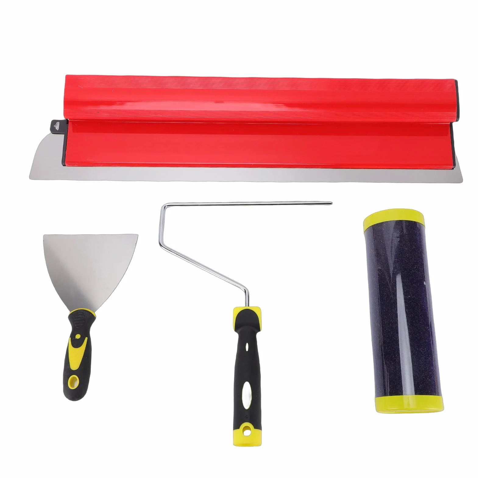 Fafeicy 24-calowy Zestaw Ostrzy do Szorowania Płyt Gipsowo-kartonowych o Długości 60 Cm z 9-calowym Skrobakiem Rolkowym do Wygładzania Tynków ściennych i Sufitowych
