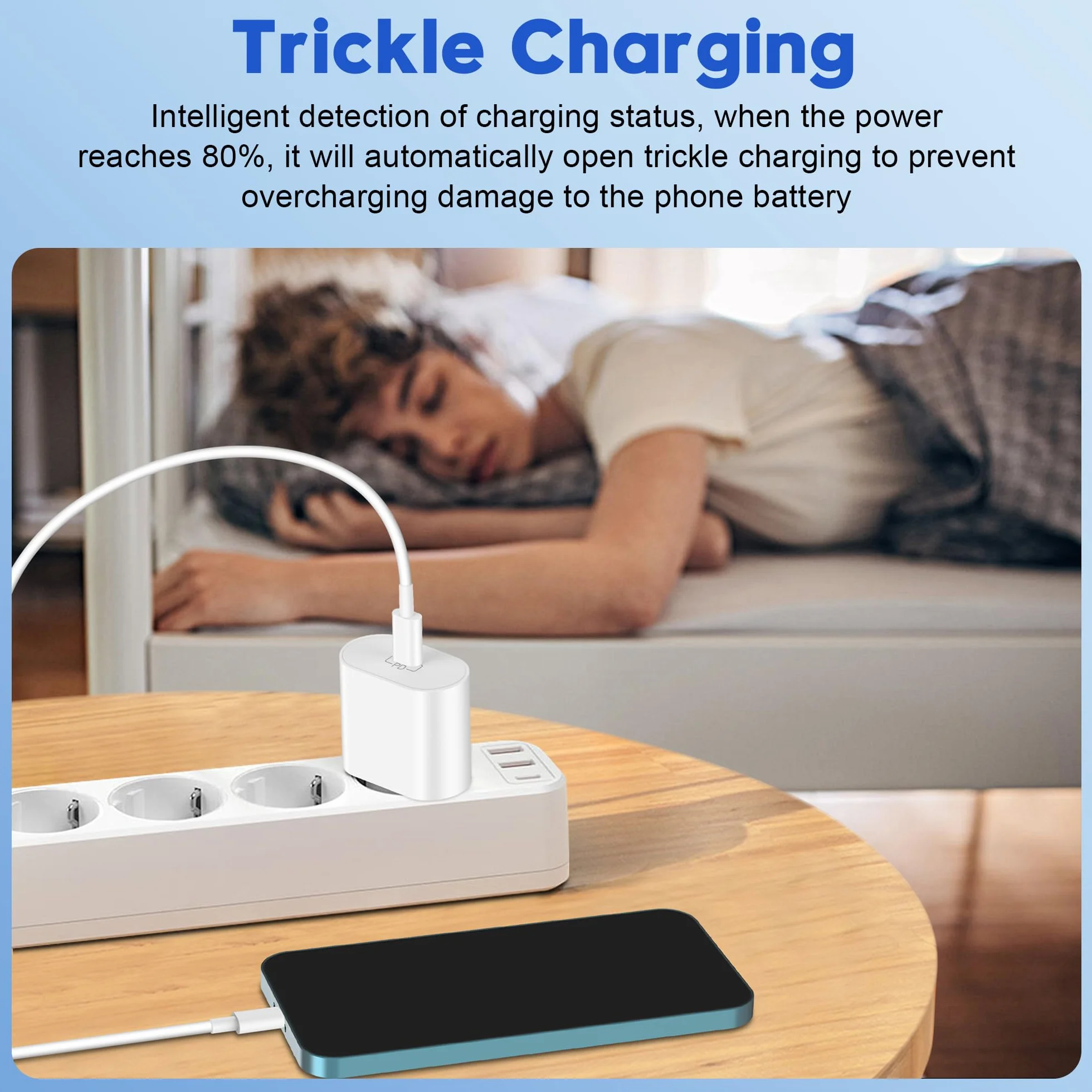 20W USB-C Szybka Ładowarka do iPhone 17 16 16e 15 Pro Max Plus Air, iPad, Samsung Galaxy S25 S24 Ultra, Google Pixel 10 9 8 7, USBC Zasilacz Wtyczka Adapter i Kabel Typu C 2m