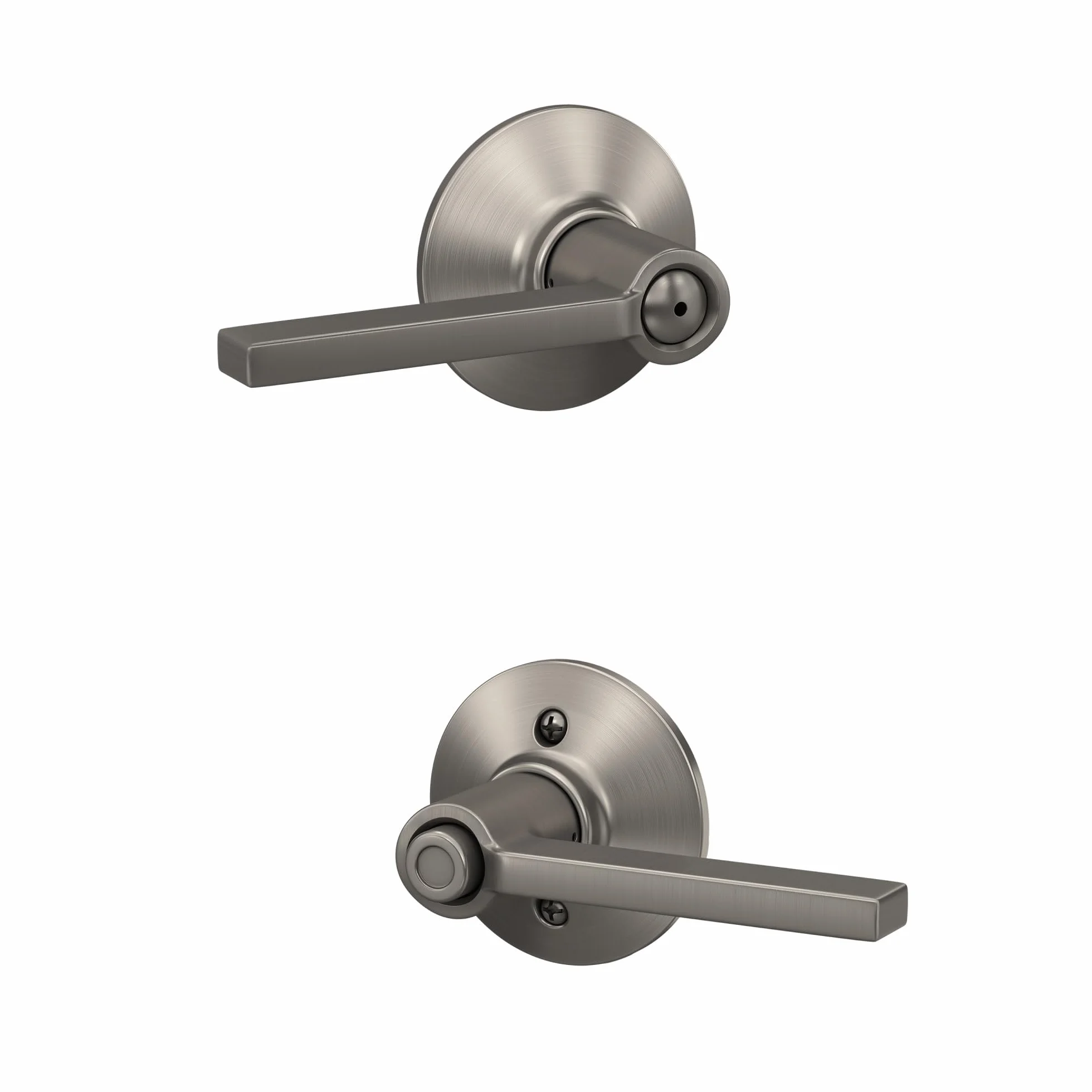 Schlage F40 LAT 619 Latitude Klamka do drzwi, zamek prywatności do łóżka i wanny, satynowy nikiel