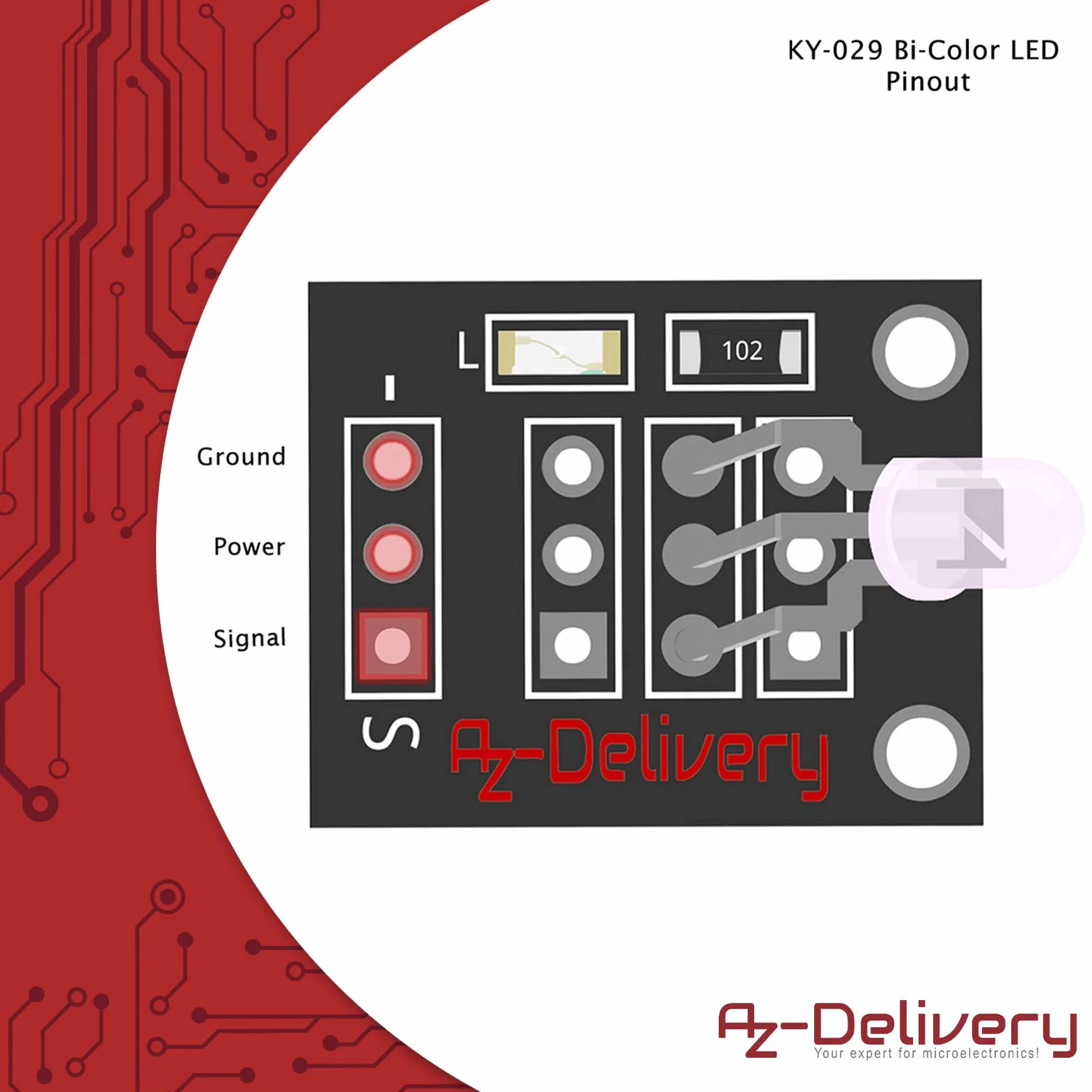 AZDelivery KY-029 Bi-Color LED Module 3mm Arduino kompatybilny
