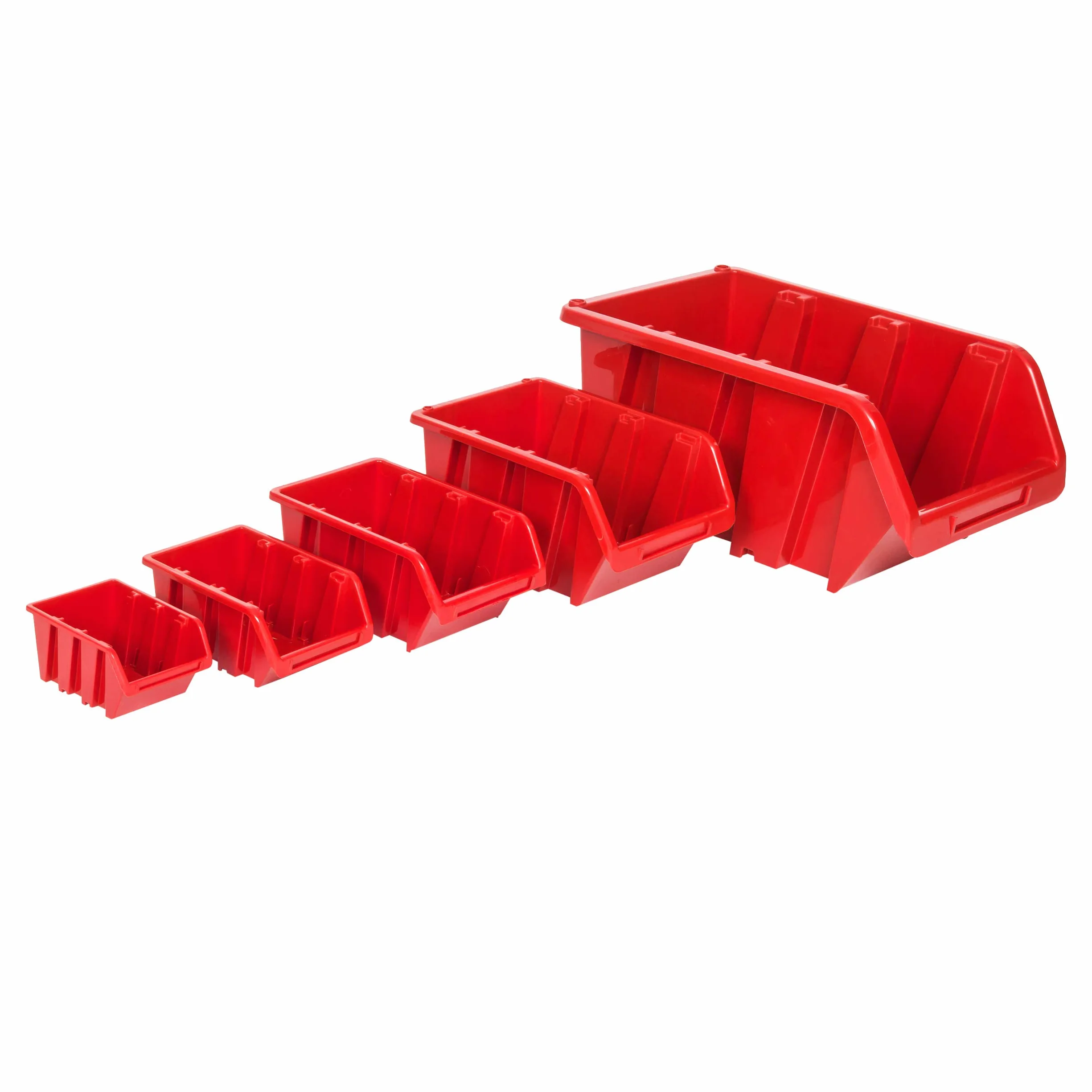 botle 5 x pudełka do układania w stos, do warsztatu, garażu, pudełka do przechowywania, pudełka do sortowania, 120 x 195 x 90 mm, czerwone, z tworzywa sztucznego, możliwość układania w stos