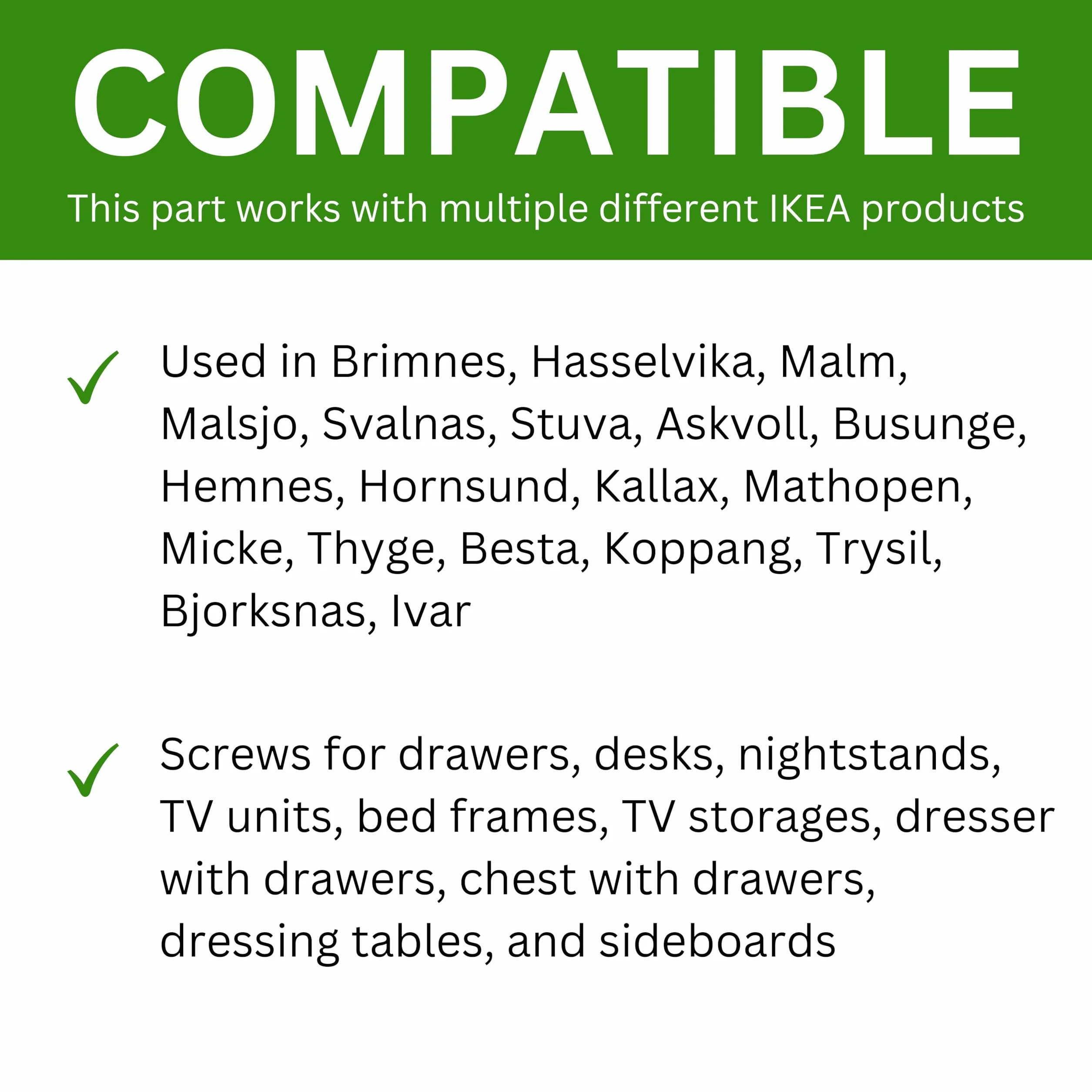 Spare Hardware Parts Śruby do szuflad (zamiennik części IKEA nr 100365) (opakowanie 10 szt.)