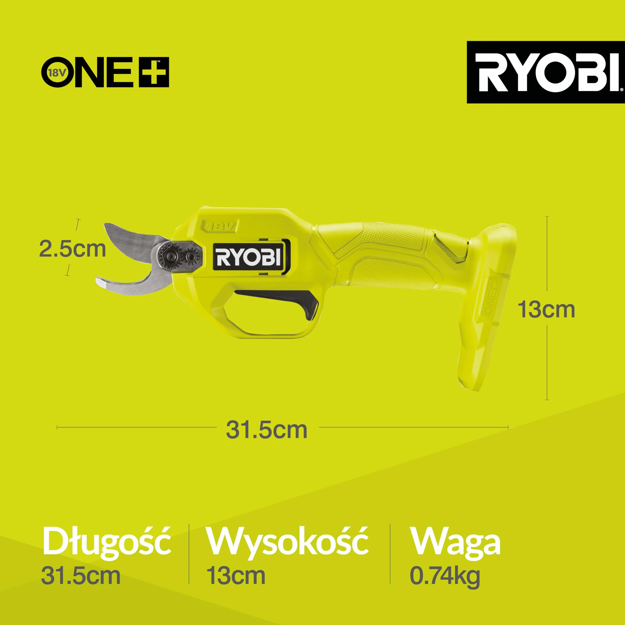 Ryobi RY18SCA-0 Sekatory Akumulatorowe ONE+, 18V, Gołe Narzędzie