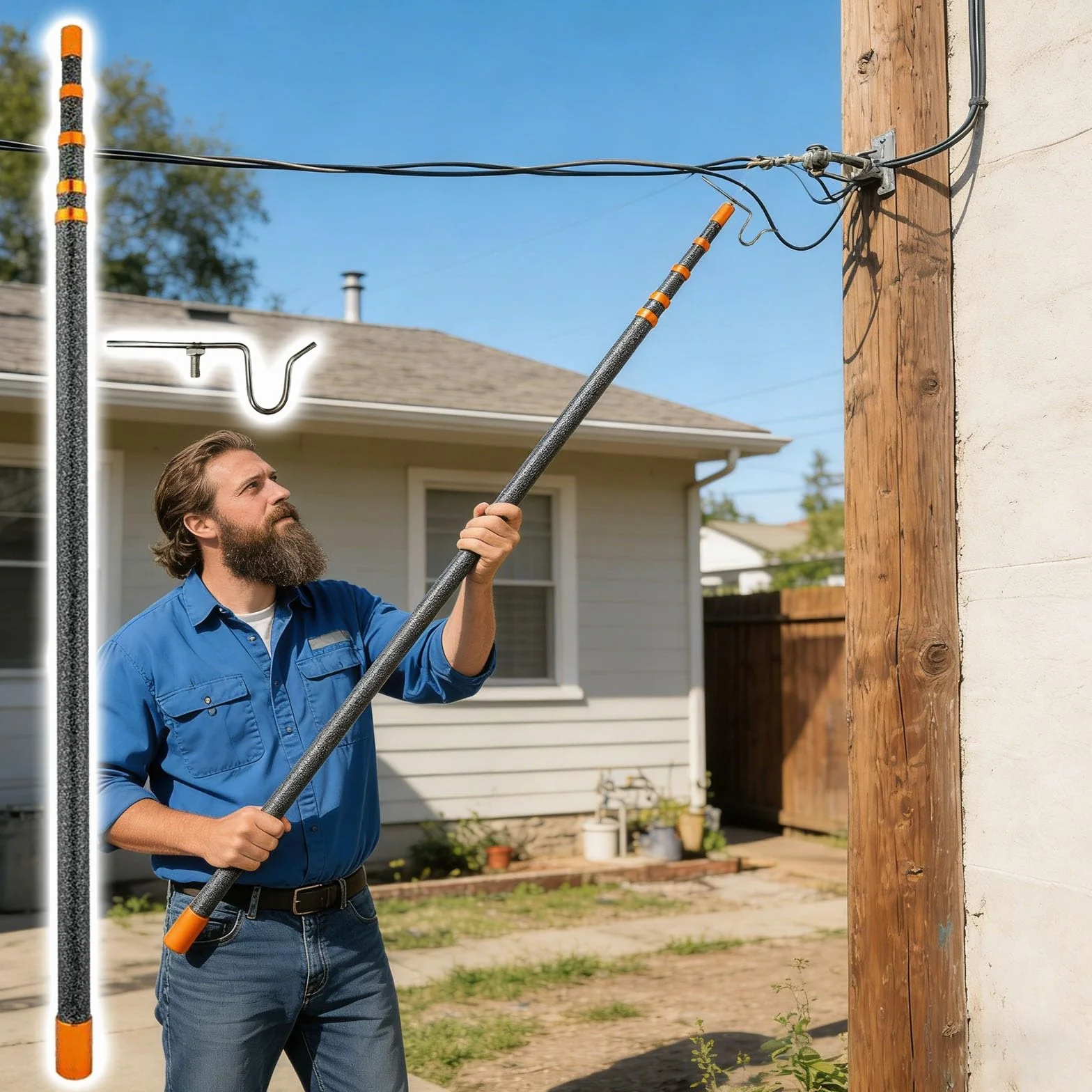 Izolowany pręt podtrzymujący przewód elektryczny, zestaw podtrzymujący przewód transmisyjny napięcia 45 KV z hakiem do użytku wewnątrz i na zewnątrz