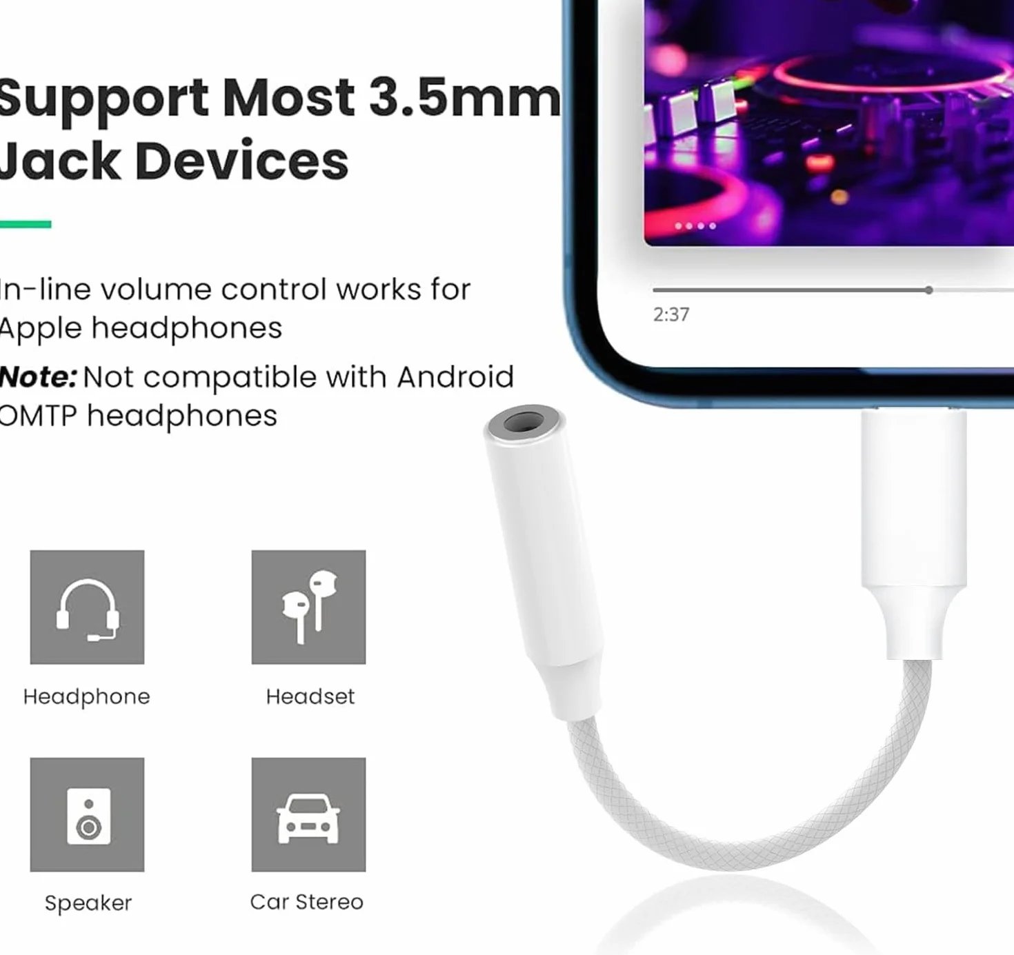 Oliveria i-Phone słuchawkowy adapter, 2 sztuki, Lightning Jack