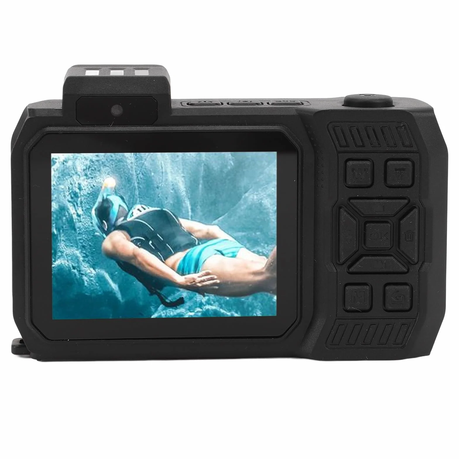 Wodoodporna Kamera, Podwodna Kamera z Podwójnym Ekranem, 10-krotny Zoom Optyczny 4K 65MP do Nurkowania (BLACK)