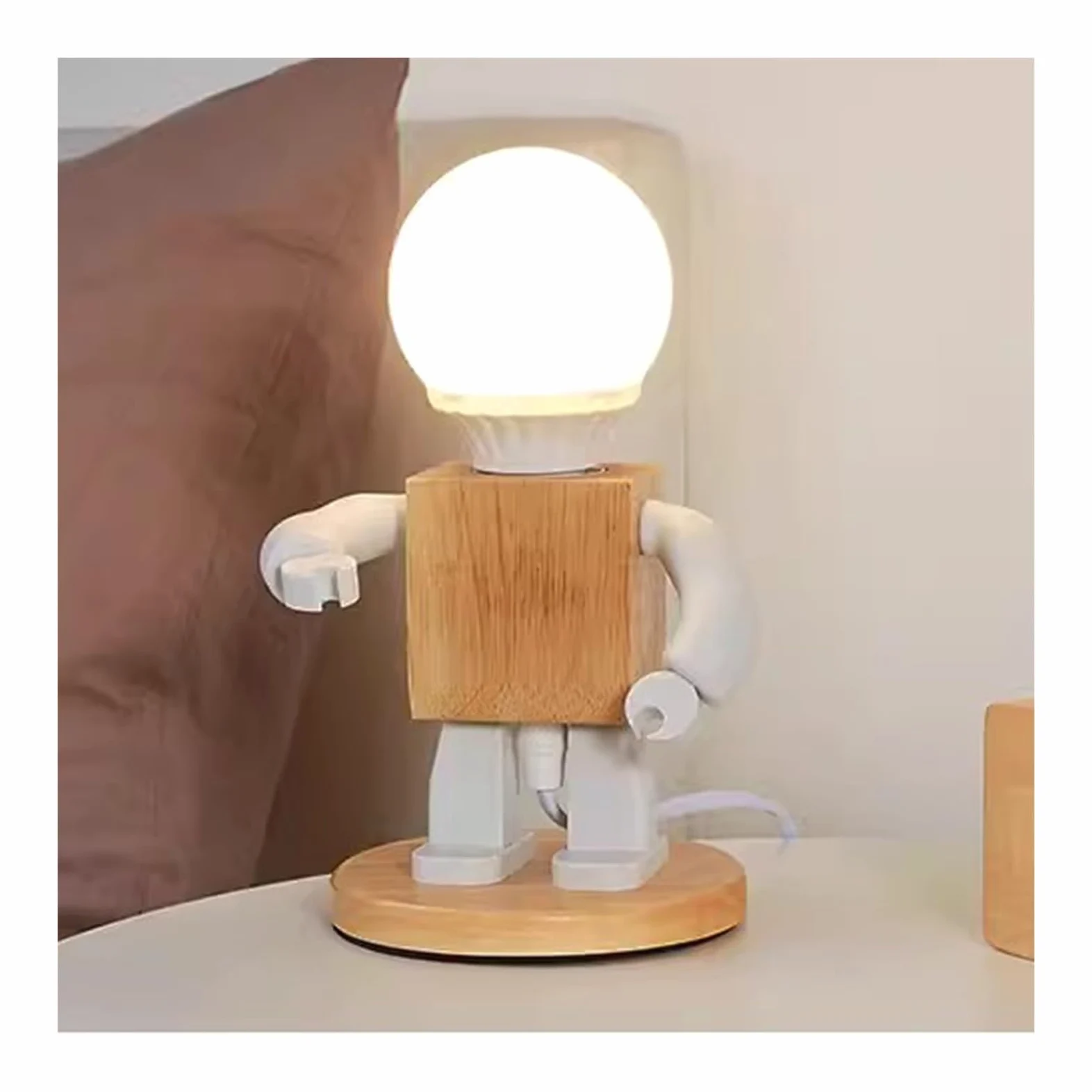 Lampka nocna Vintage Lampa stołowa Zmienna Lampka nocna Styl przemysłowy Robot Pokój dziecięcy Lampka nocna Lampa biurkowa