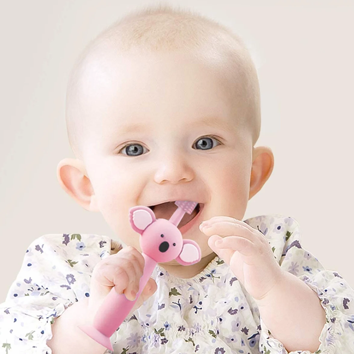 Szczoteczki do zębów Vicloon Baby, szczoteczka do zębów dla niemowląt, miękki silikon 360 ° z uroczym wzorem Koala, zabawka ząbkująca pielęgnacja jamy ustnej dla niemowląt 0-3 lat (części 3)