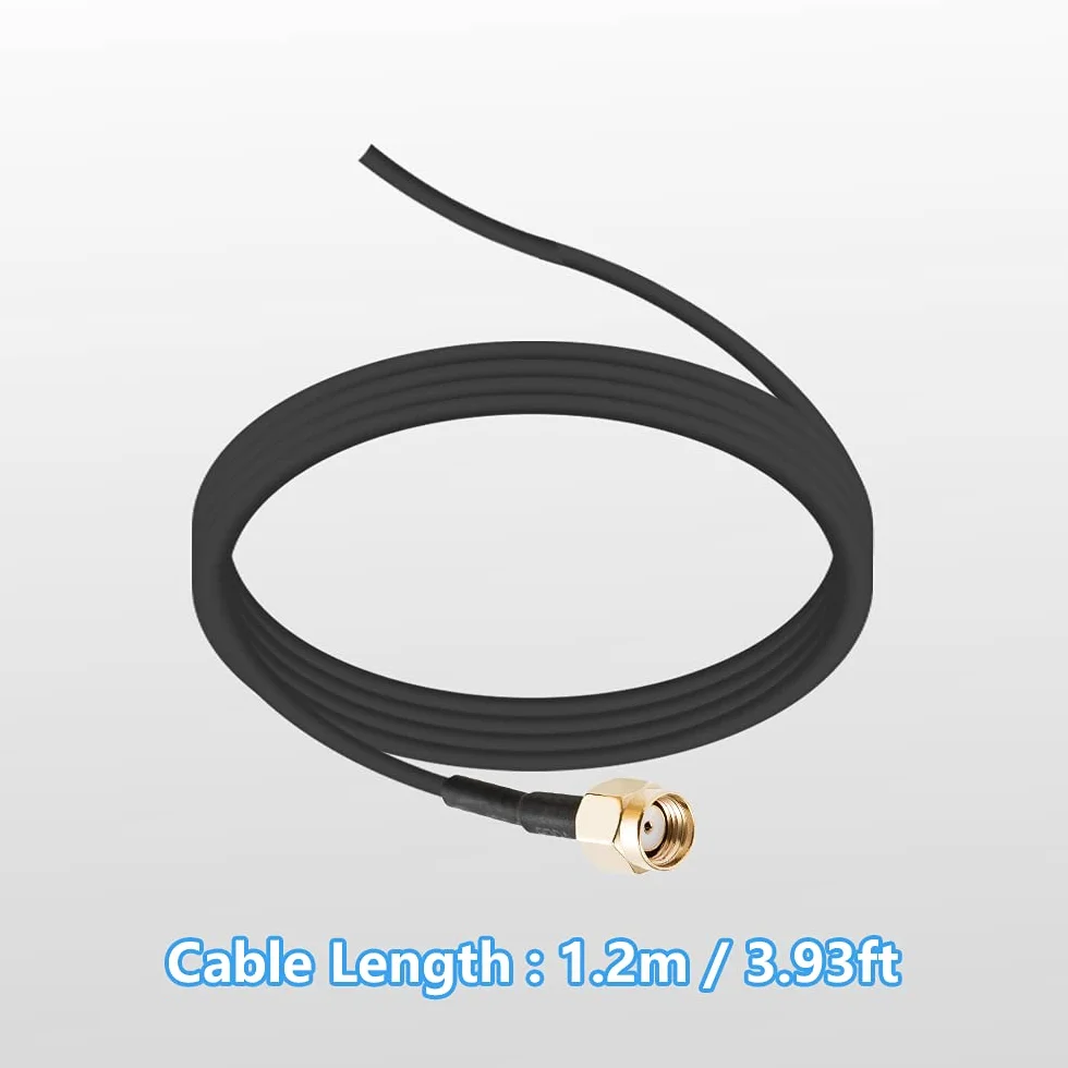 Vecys 2.4G /5G/ 5.8G Antena WiFi o Podwójnej Częstotliwości MIMO Wzmacniacz Sygnału Dookólny Podstawa Magnetyczna 6dBi Adapter RP-SMA 1.2 m 3.9 ft do Karty Sieciowej PCIE Router Antena Zewnętrzna