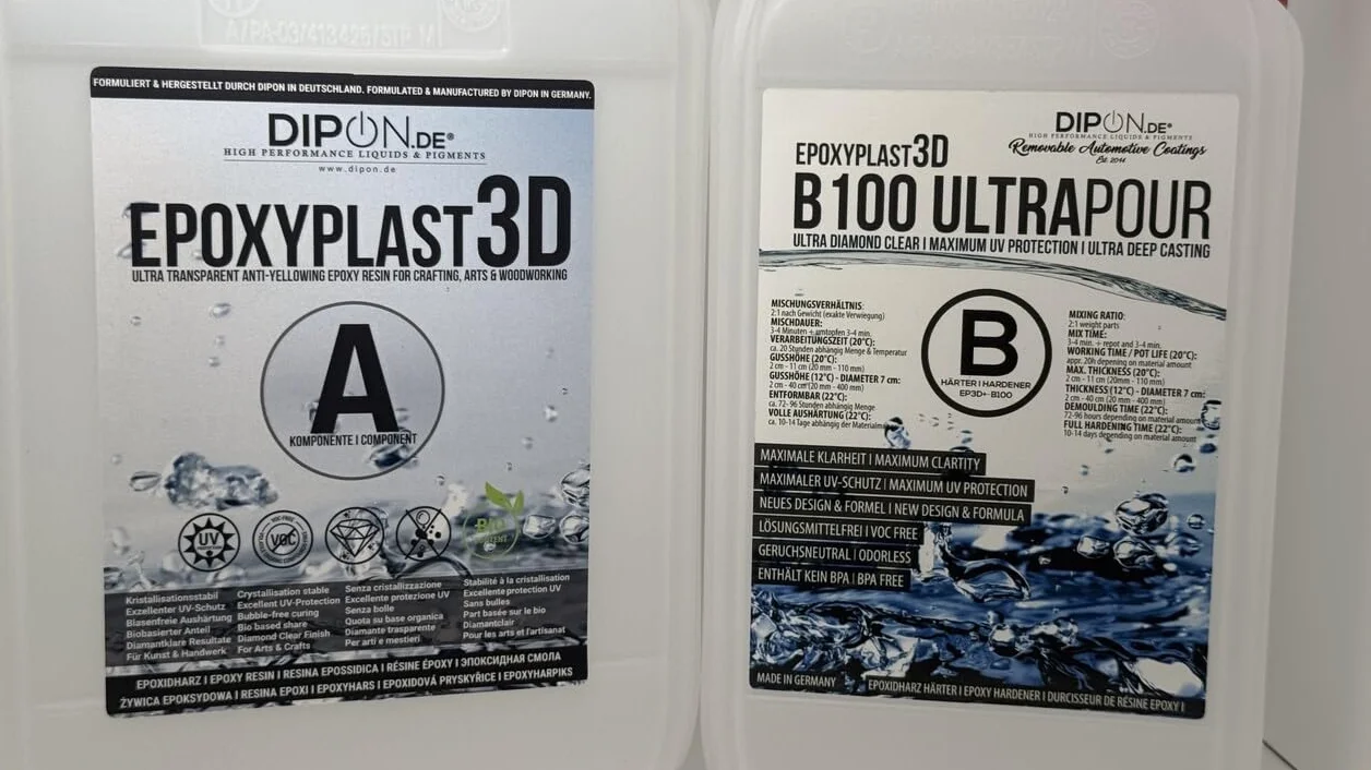 3,0 kg żywica epoksydowa żywica epoksydowa tworzywo sztuczne 3D B100 ULTRA POUR 11 cm (110 mm) wysokość do stołu rzecznego i ultra diamentowa, przezroczysta, maksymalna ochrona przed promieniowaniem