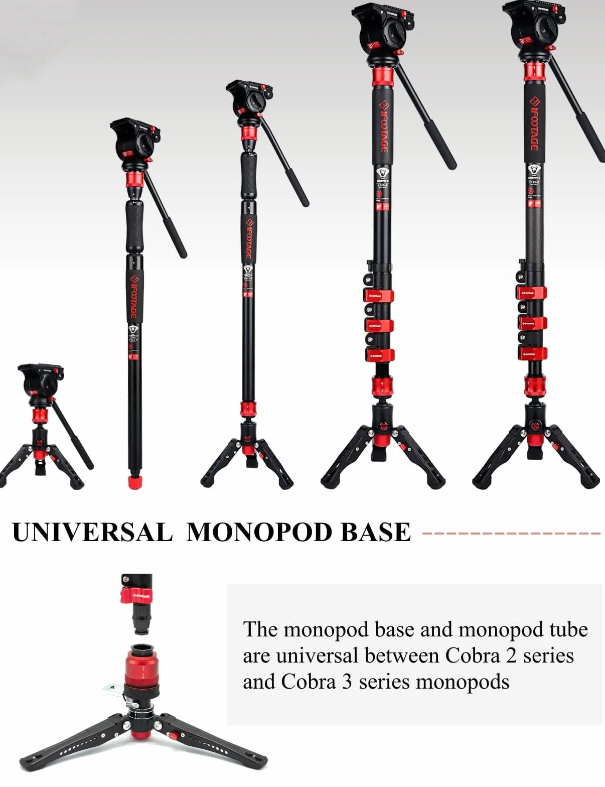 IFOOTAGE Cobra 3 C180F-P monopod do aparatu 181 cm, węgiel, 8 kg
