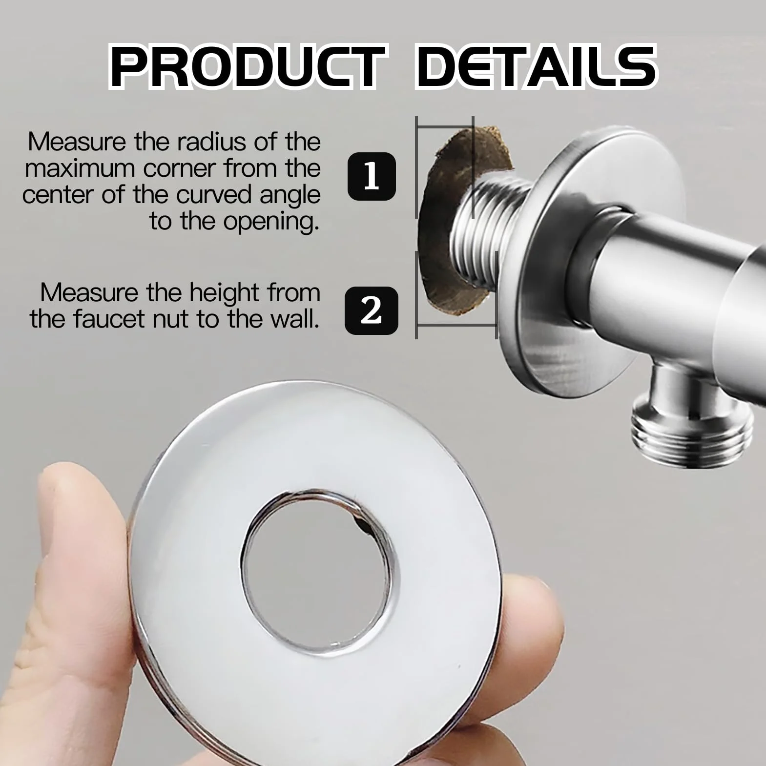 Pokrywa rury prysznicowej kranu 3/4 cala 27 mm x 69 mm x 8 mm wysokości 4 szt., chromowana pokrywa kranu ze stali nierdzewnej 26 mm do otworu ściennego rury prysznicowej (27 mm x 69 mm x 8 mm)