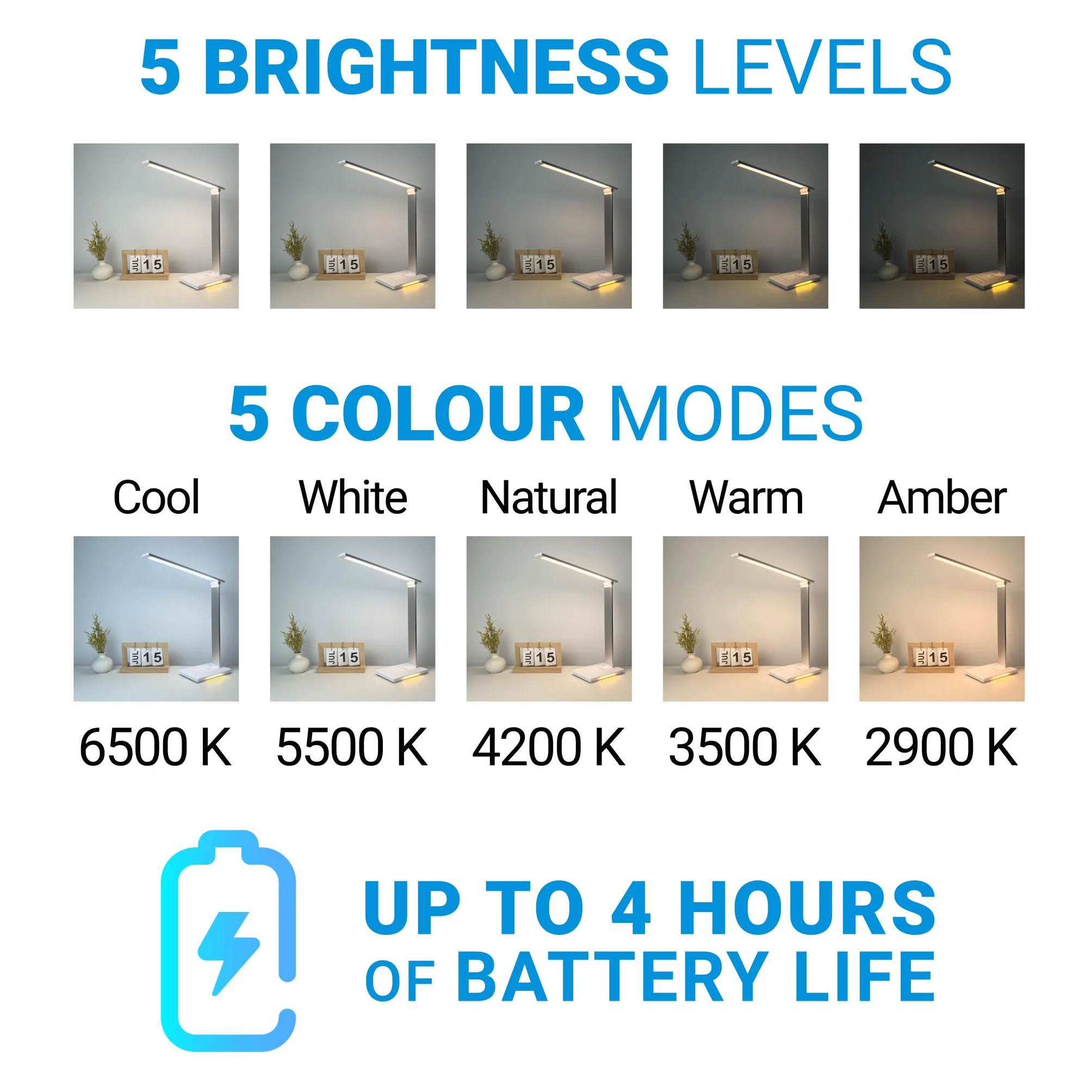 Maxter Lampa Biurkowa LED 6W 550lm USB Akumulatorowa