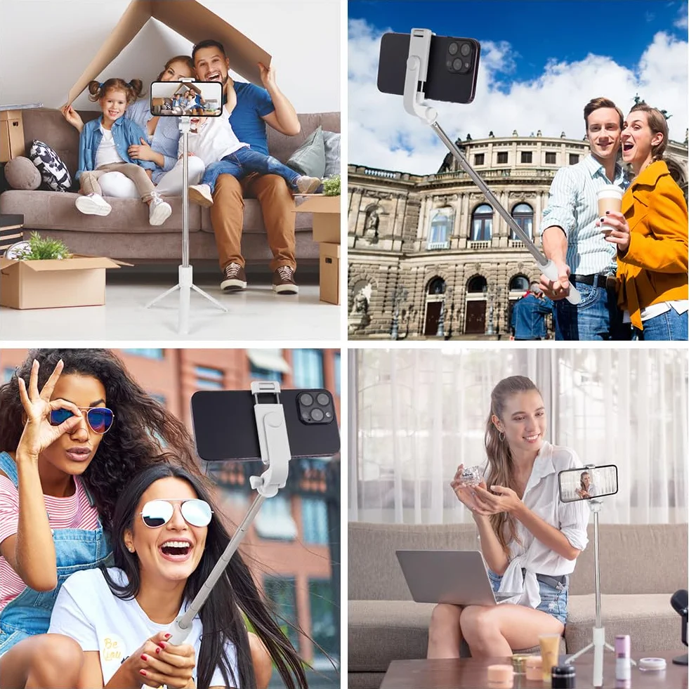 flintronic Statyw do selfie, stabilny statyw z bezprzewodowym pilotem Bluetooth, 67 cm wysuwany przenośny aluminiowy kij do selfie kompatybilny z iOS i Android, aparatami