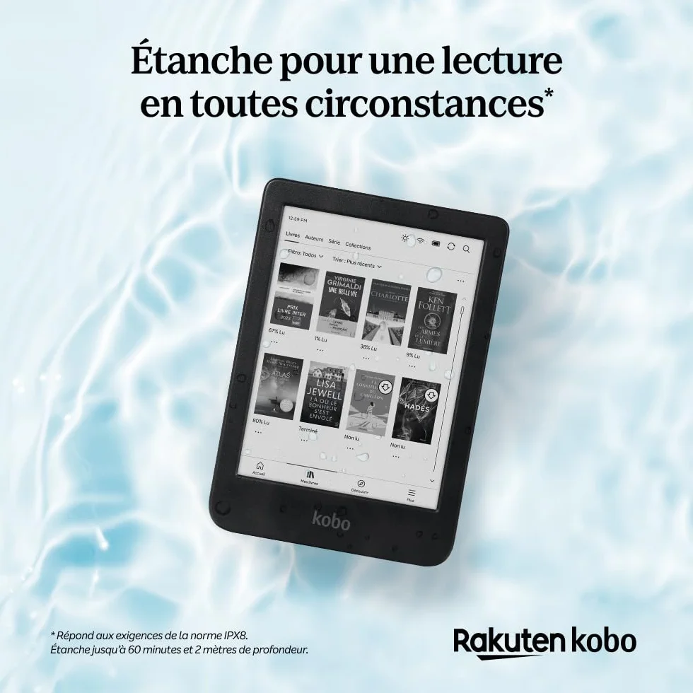 Kobo Jasny BW | eReader | 16" bezdotykowy ekran dotykowy z ComfortLight Pro | Dark Mode Option | Audiobooks | Wodoodporny | 16 GB of Storage | czarny