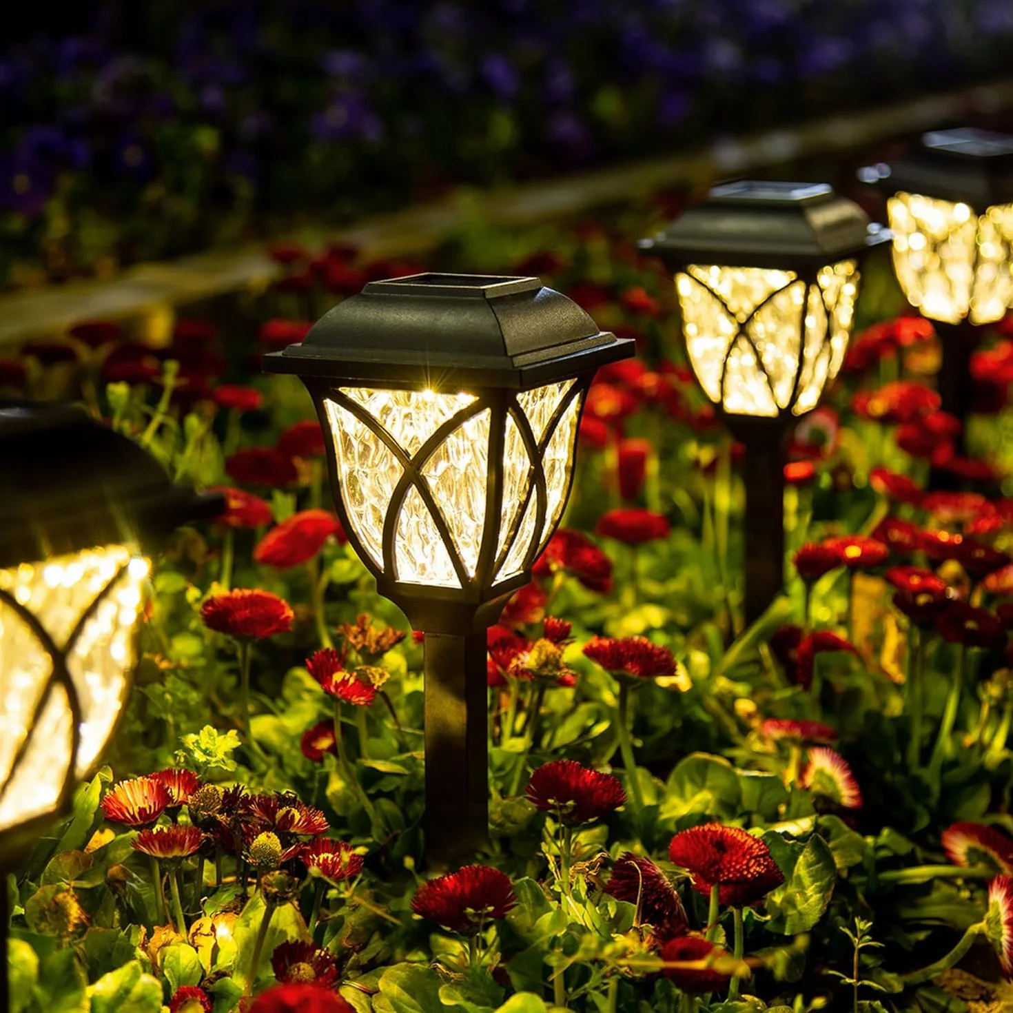 GIGALUMI 6 szt. solarnych lamp solarnych LED, wodoodporna, na podwórko, taras, krajobraz, podjazd (ciepła biel)