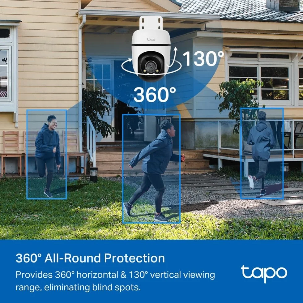 Tapo C510W 2 sztuki Zewnętrzna kamera WiFi 2K 3 MP 360° kolorowe widzenie nocne IP65 wodoodporna dwukierunkowy dźwięk Alexa