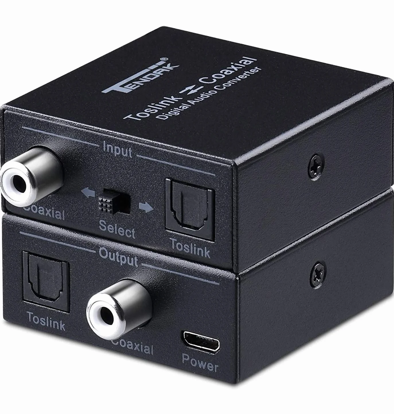 Tendak Dwukierunkowy optyczny SPDIF Toslink do współosiowego cyfrowego konwertera audio, koncentryczny na optyczny SPDIF Toslink cyfrowy rozdzielacz audio z kablem USB