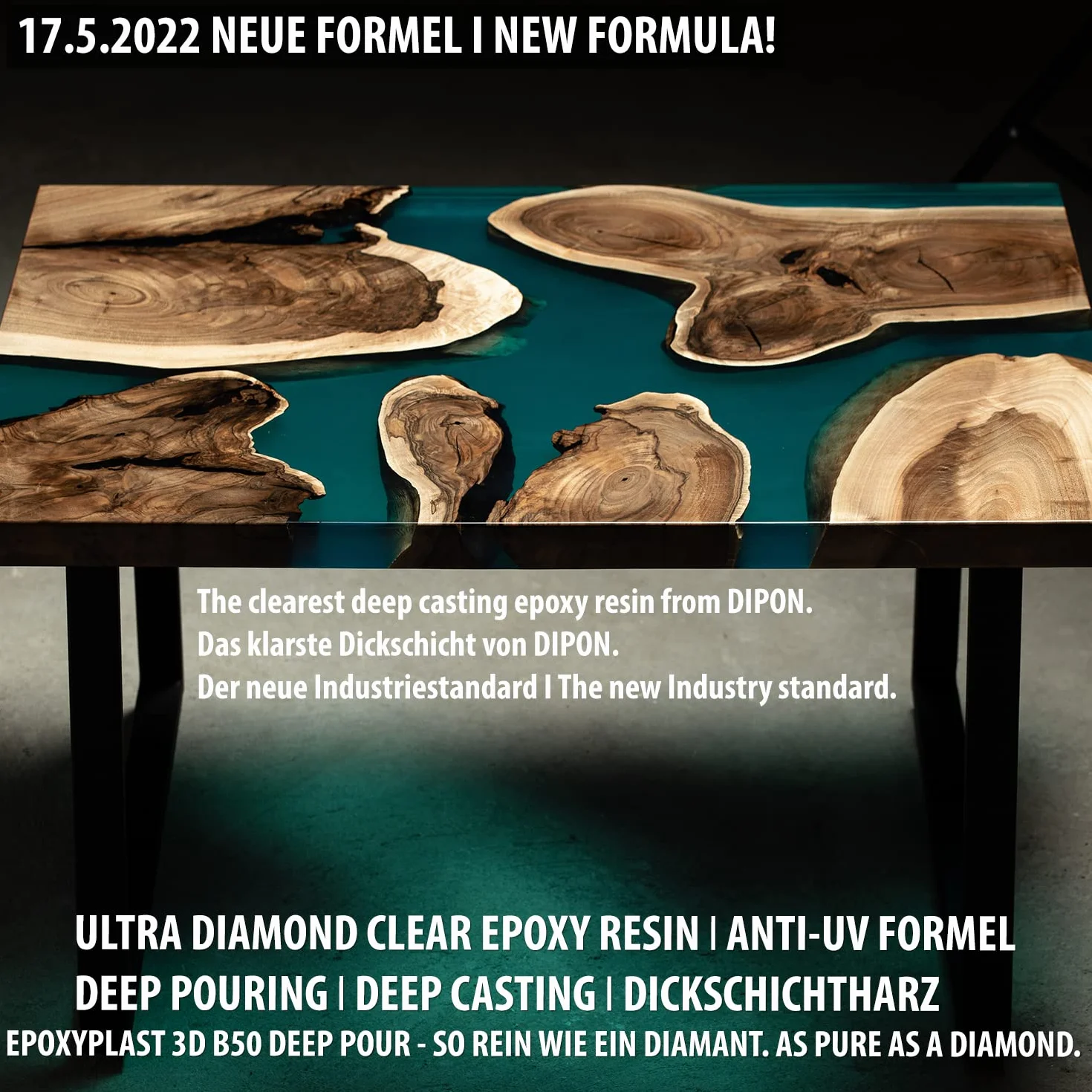 3,0 kg Ultra przezroczysta żywica epoksydowa EpoxyPlast 3D B50 DEEP POUR dwuskładnikowy efekt wody I bardzo dobra ochrona przed promieniowaniem UV Biżuteria I żywica odlewnicza I produkt przezroczysty