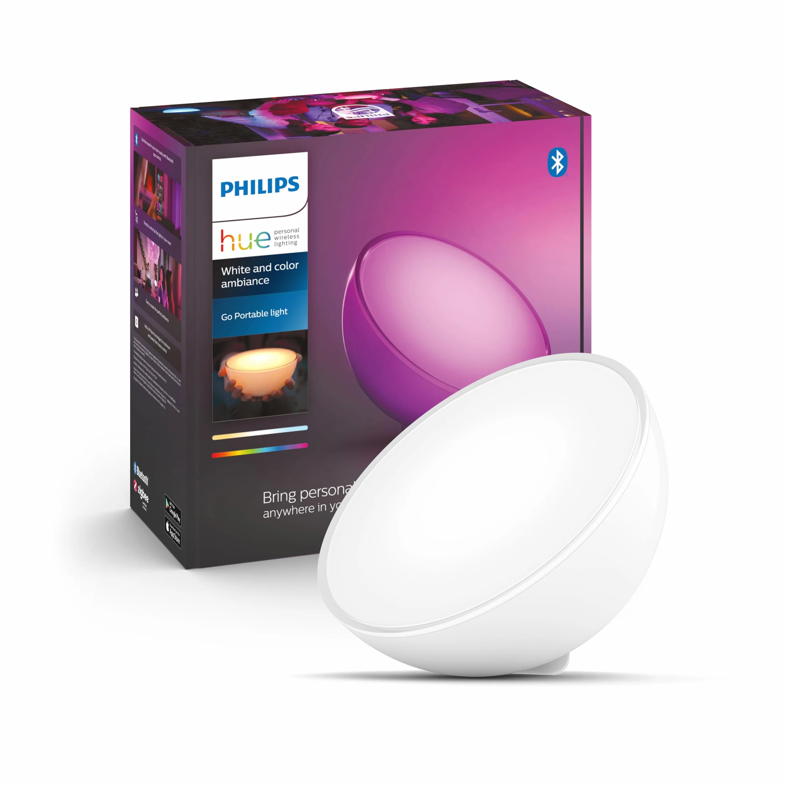 Philips Hue Go v2 White and Color Ambiance Lampa stołowa LED, Smart LED z Paletą 16 mln Kolorów i Możliwością Ściemniania, Inteligentne Oświetlenie z Aplikacją Amazon Alexa (Echo, Echo Dot)