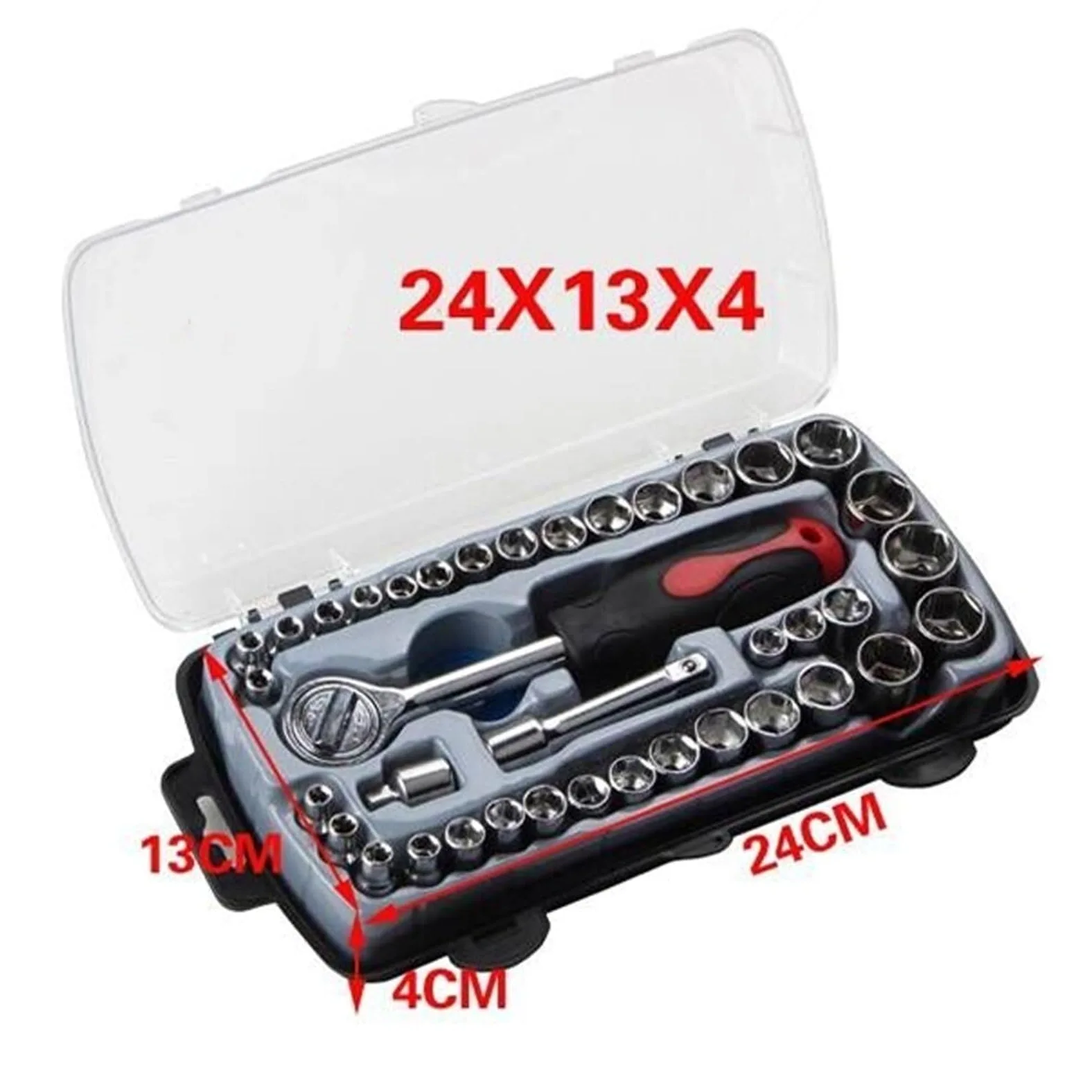 Zestaw Narzędzi Samochodowych Zestaw 40 kluczy nasadowych 1/4" 3/8" z grzechotką i uchwytem grzechotkowym, bity do kluczy nasadowych z walizką Napraw Domowych