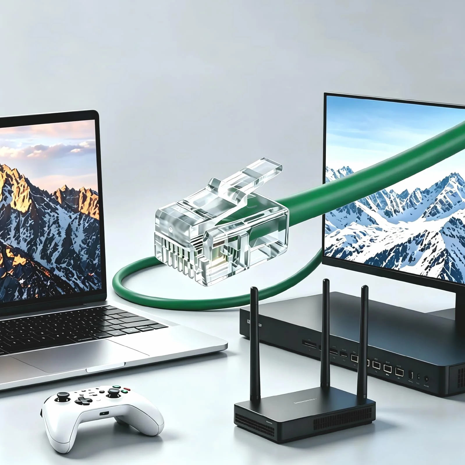 NECABLES CAT5E Kabel do transmisji danych RJ11 DSL, 1,8 m, wytrzymały, szybki do modemu DSL UTP, kompatybilny z ATT RJ11 6P4C męski na męski, zielony - 6 m