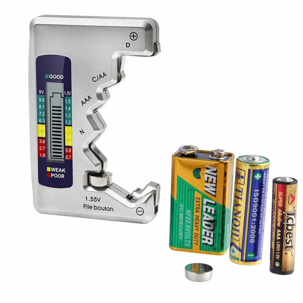 Mesee Cyfrowy tester baterii LCD uniwersalny do AA AAA C D N 9V