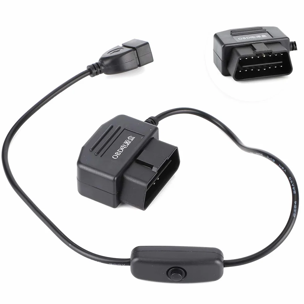 Kabel zasilający OBD2 na USB 16 pin do Dash Cam samochodowej 18.7 cala