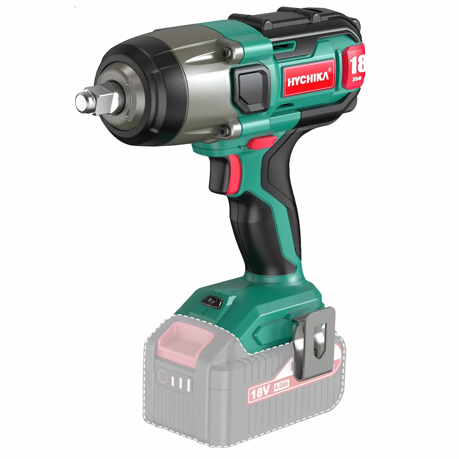 HYCHIKA Professional akumulatorowa wkrętarka udarowa, 18 V, akumulatorowa wkrętarka udarowa 350 NM z gniazdem czworokątnym 1/2", bez akumulatorów i ładowarki