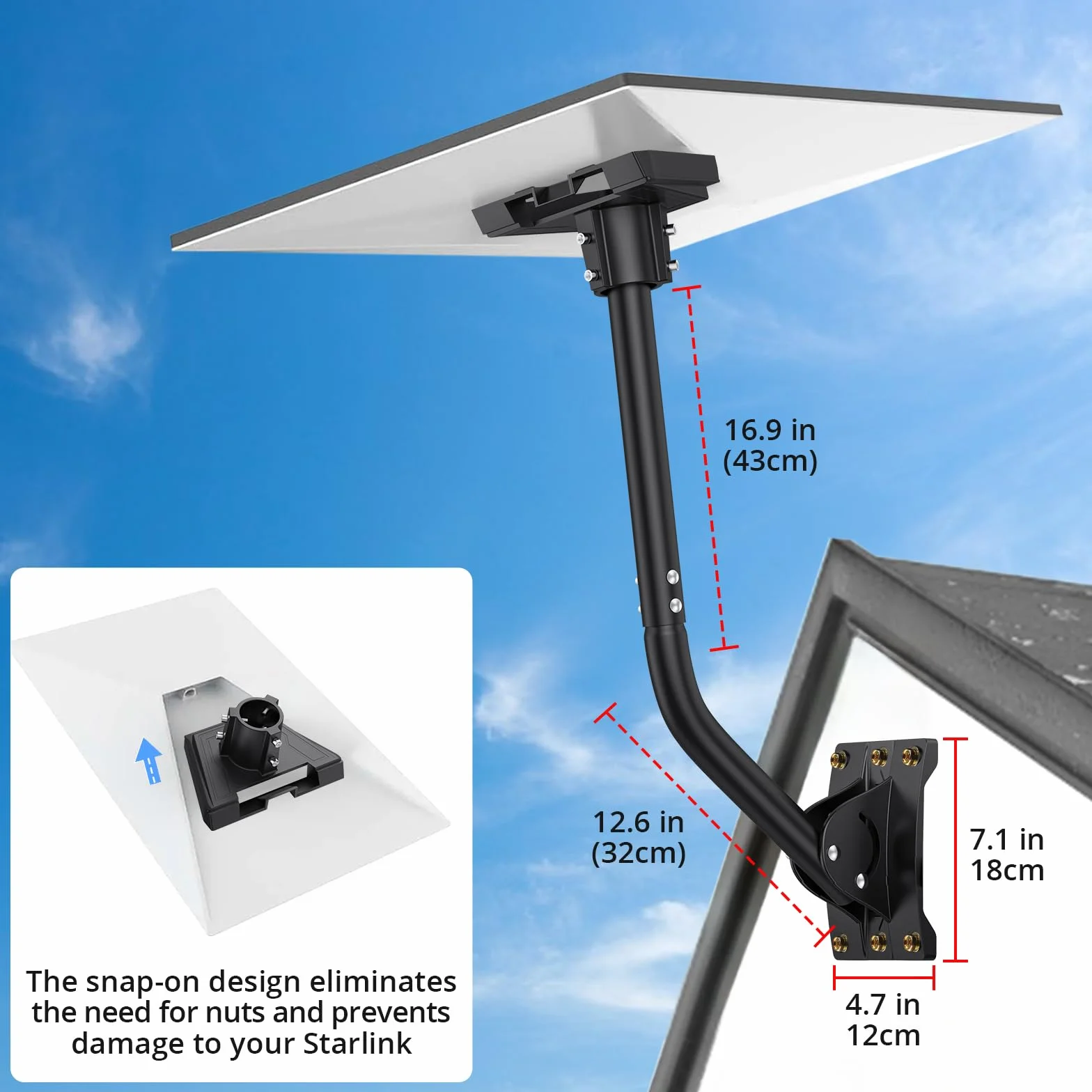 CAMWAY Star-Link Gen 3 uchwyt dachowy do naczyń regulowany 360° zestaw montażowy na słupku stop aluminium