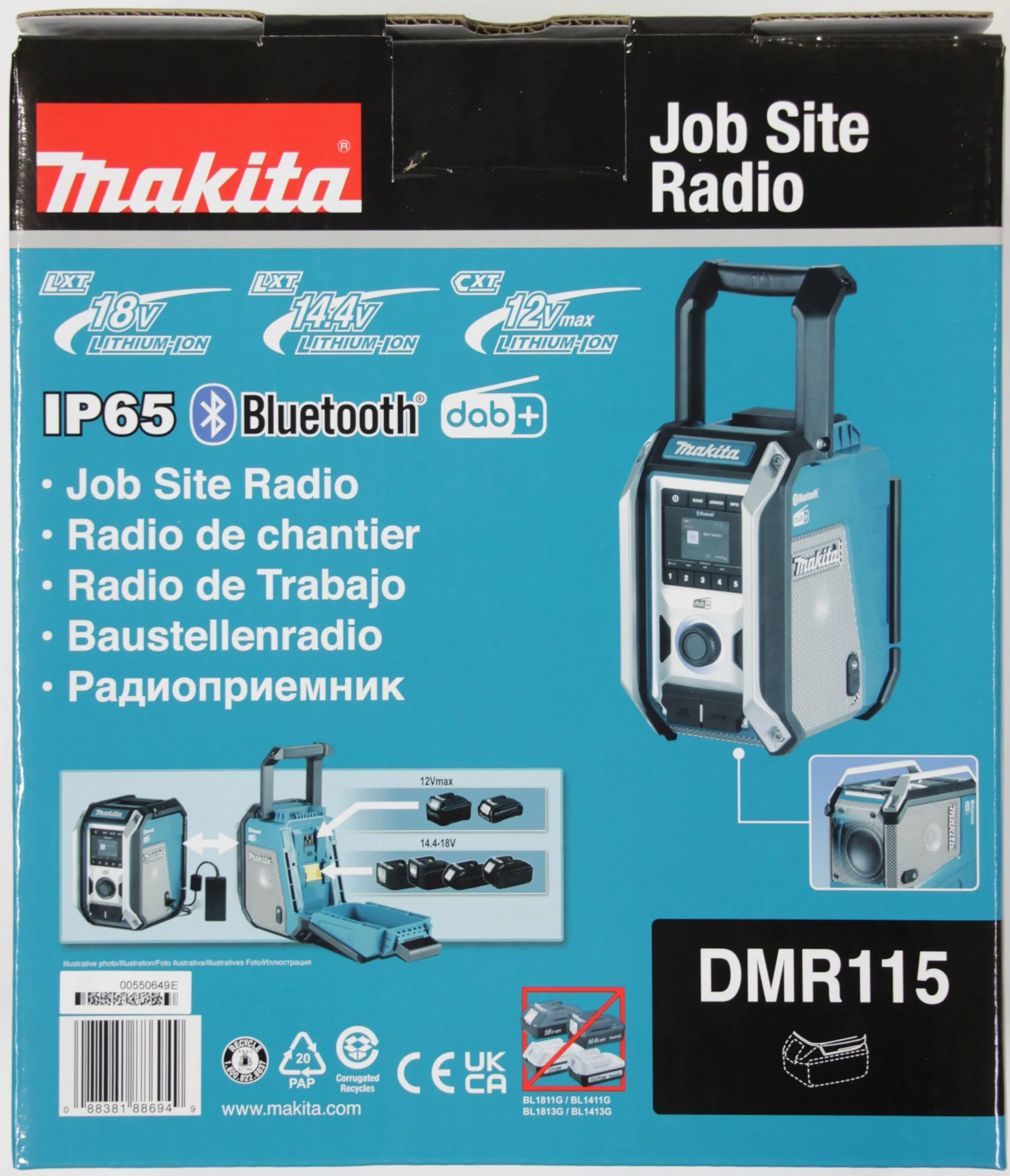 Makita Radio Budowlane, Niebieski/Czarny, AM/FM/DAB+