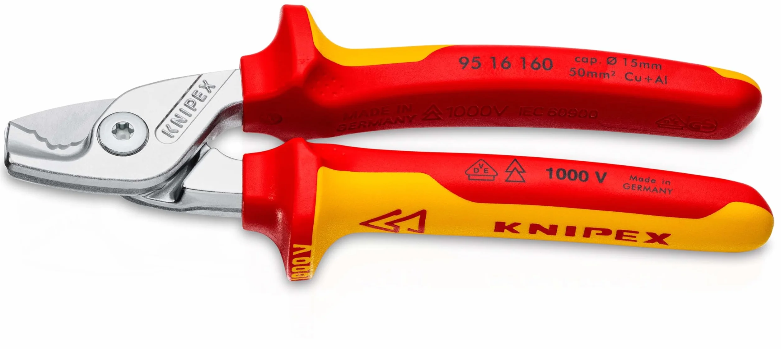 KNIPEX StepCut Nożyce do kabli chromowany z wielokomponentowymi osłonkami, izolowane wg VDE 160 mm, 95 16 160