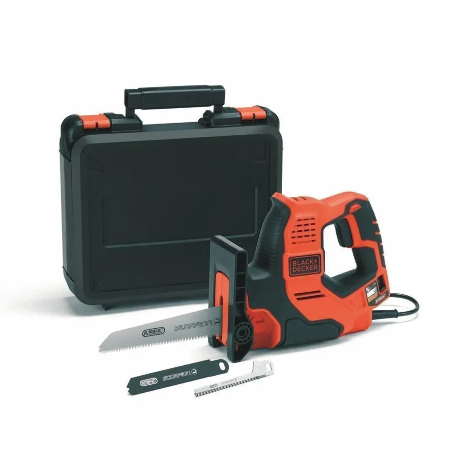 Black+Decker Autoselect uniwersalna piła 3 w 1 Scorpion 500 W RS890K – elektryczna piła wielofunkcyjna, piła ręczna, wyrzynarka i do gałęzi z walizką, długość skoku 23 mm