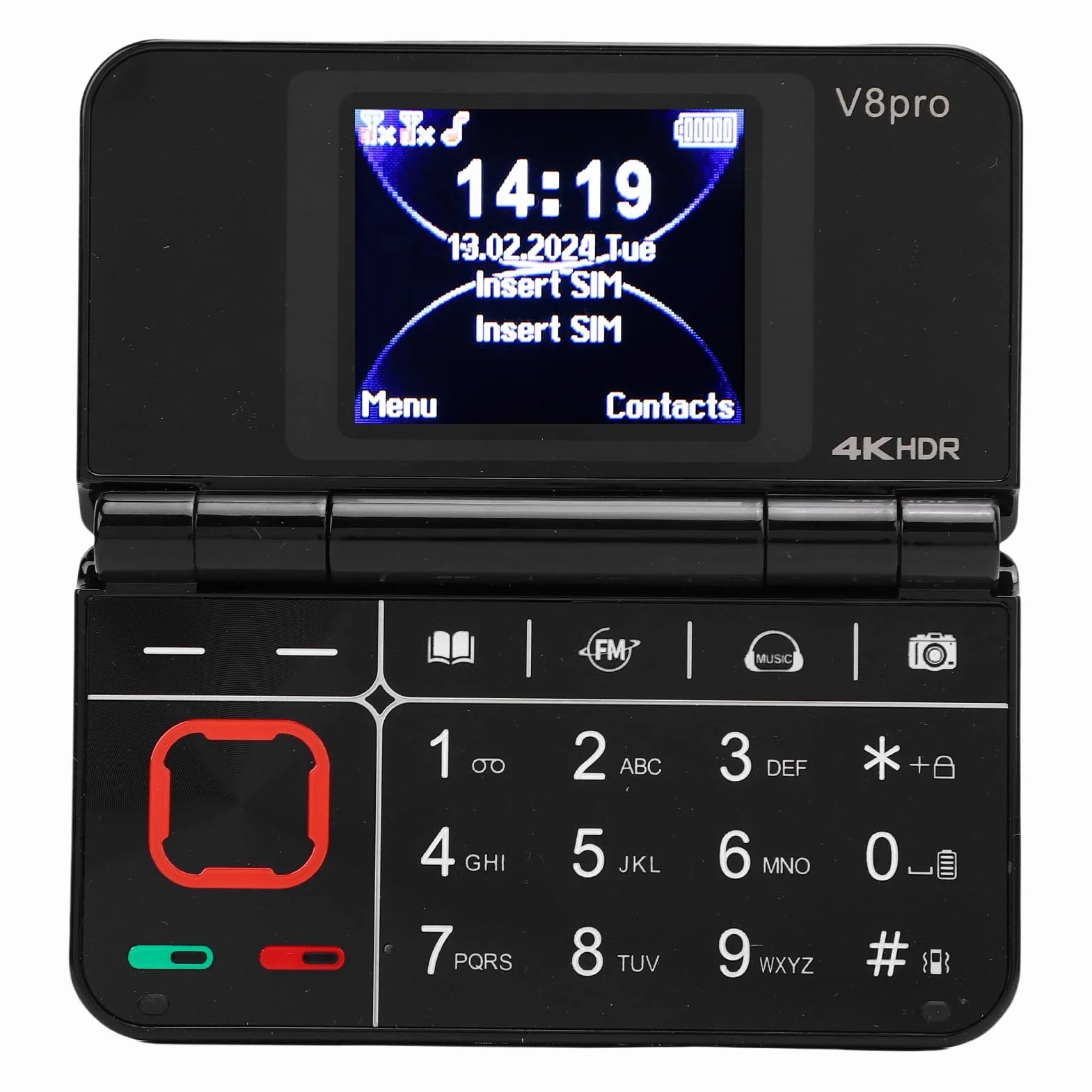 Bewinner Flip Składany Telefon Komórkowy z dużą klawiaturą, Radio FM, obsługą Wielu Języków, Podwójny Wyświetlacz, Lekki Telefon Starszy Telefon do Podróży (BLACK)