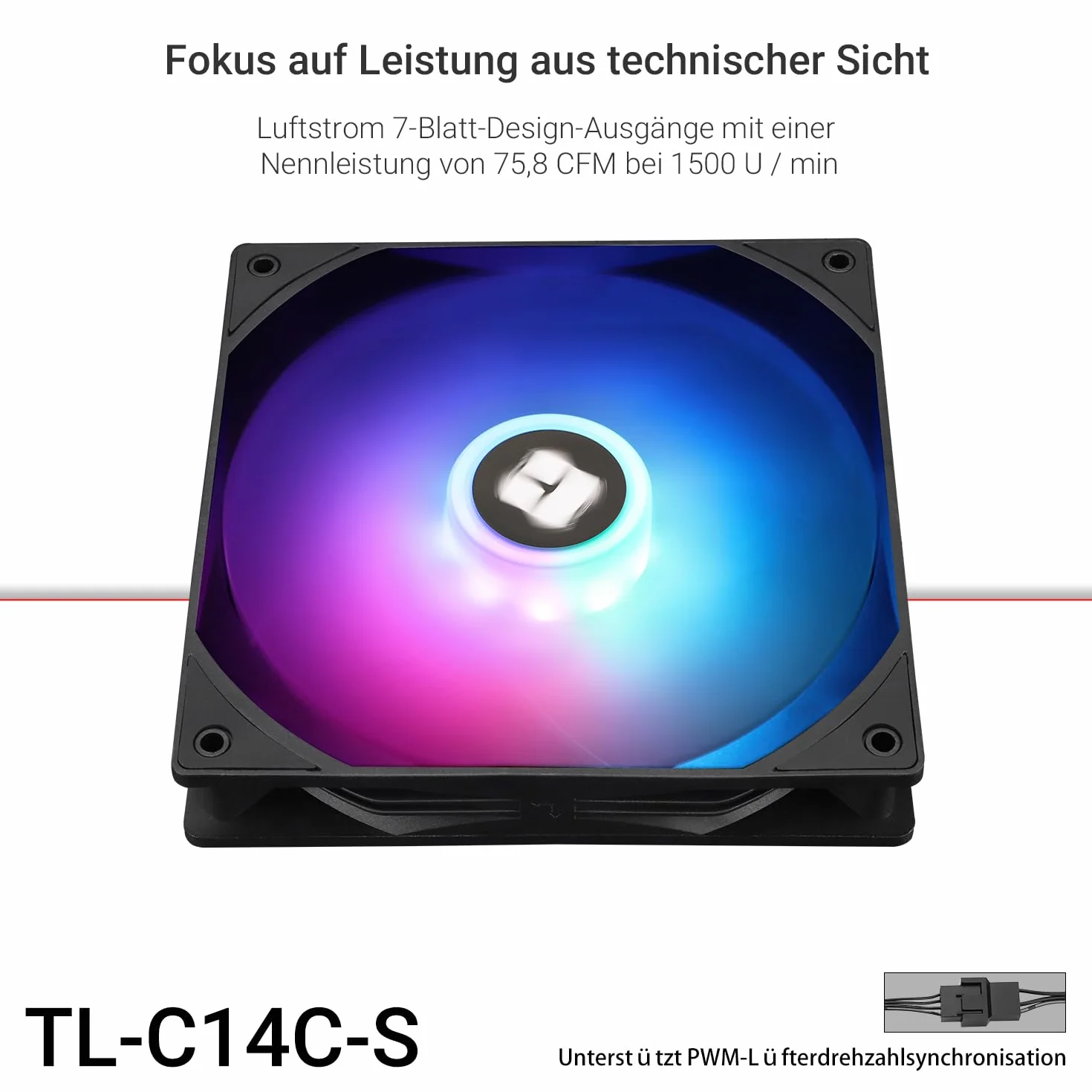 Thermalright TL-C14C-S 140 mm wentylator CPU PWM 1500 RPM Silent Cooling ARGB LED czarny