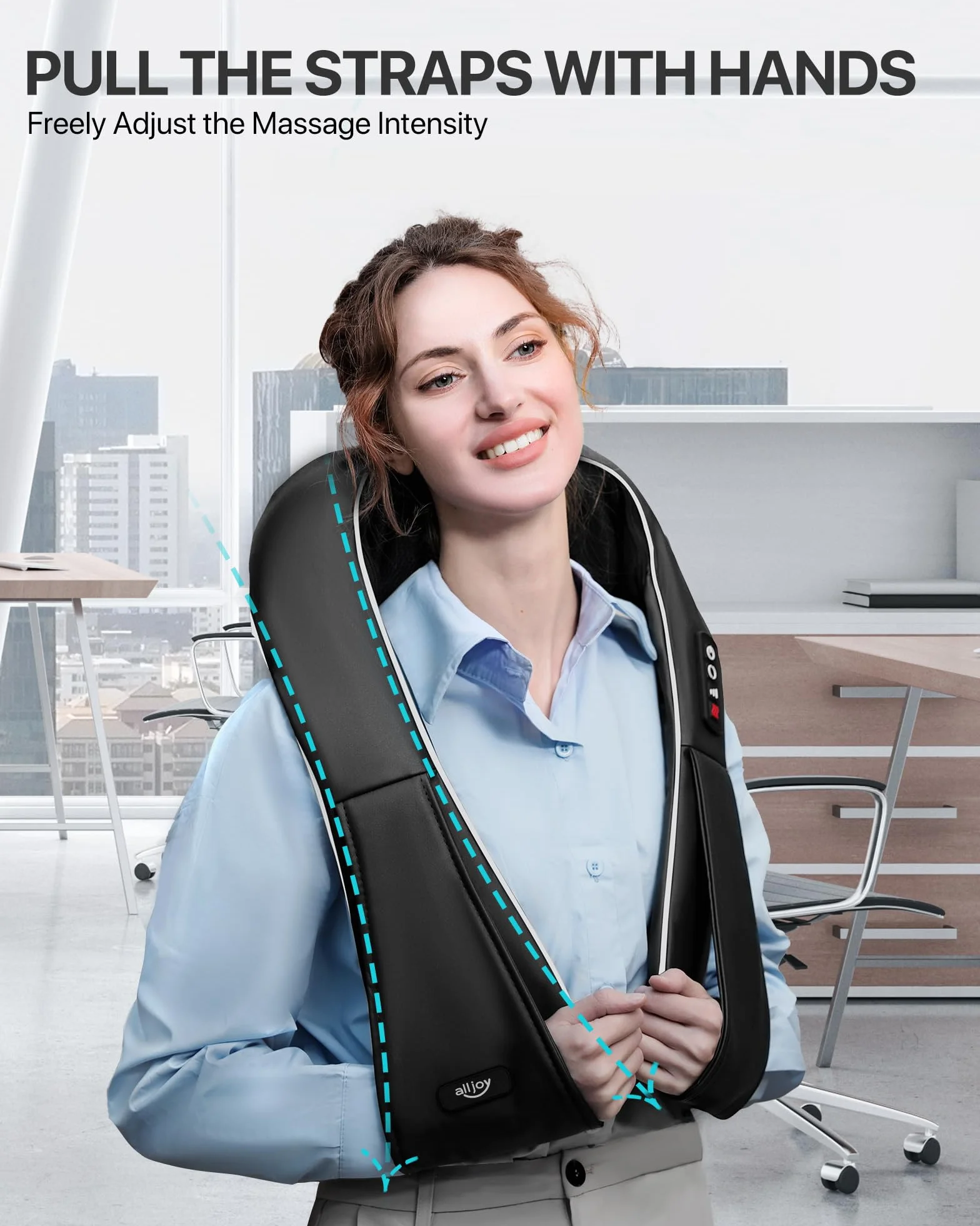 Masażer karku z ciepłem, 3D Neck Masażer Shiatsu do masażu pleców, ramion, prezent dla kobiet i mężczyzn, urządzenie do masażu pleców dla taty i mamy