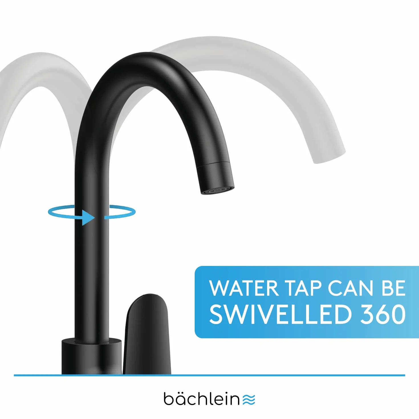 Bächlein Uniwersalna Bateria Kuchenna Matowa Czarna - Zlewozmywakowa Z Obrotową Wylewką 360°, Nowoczesna