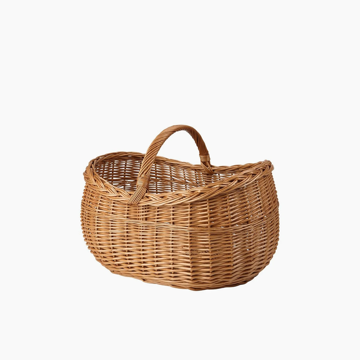 e-wicker24 Duży kosz kominkowy z wikliny w naturalnym kolorze, wiklinowy kosz na drewno kominkowe