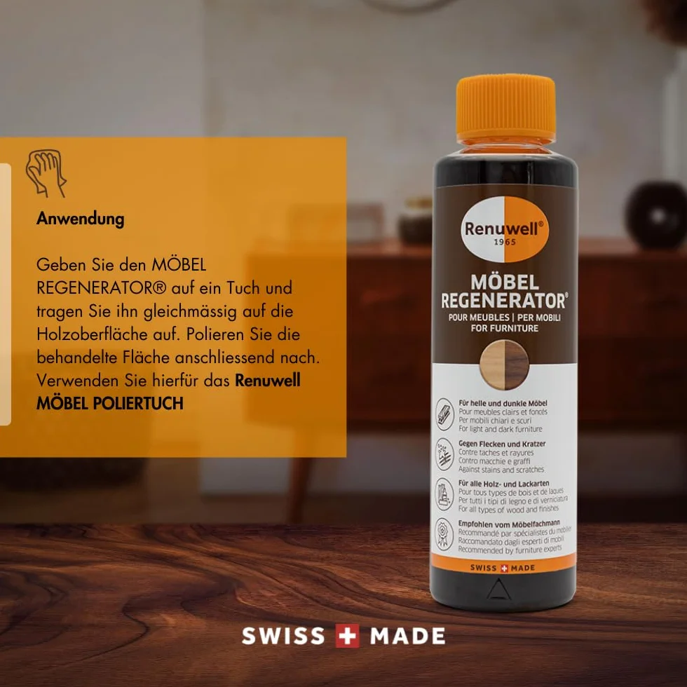 Renuwell Ściereczka do polerowania mebli 4 sztuki + regenerator mebli 500 ml zestaw ekonomiczny