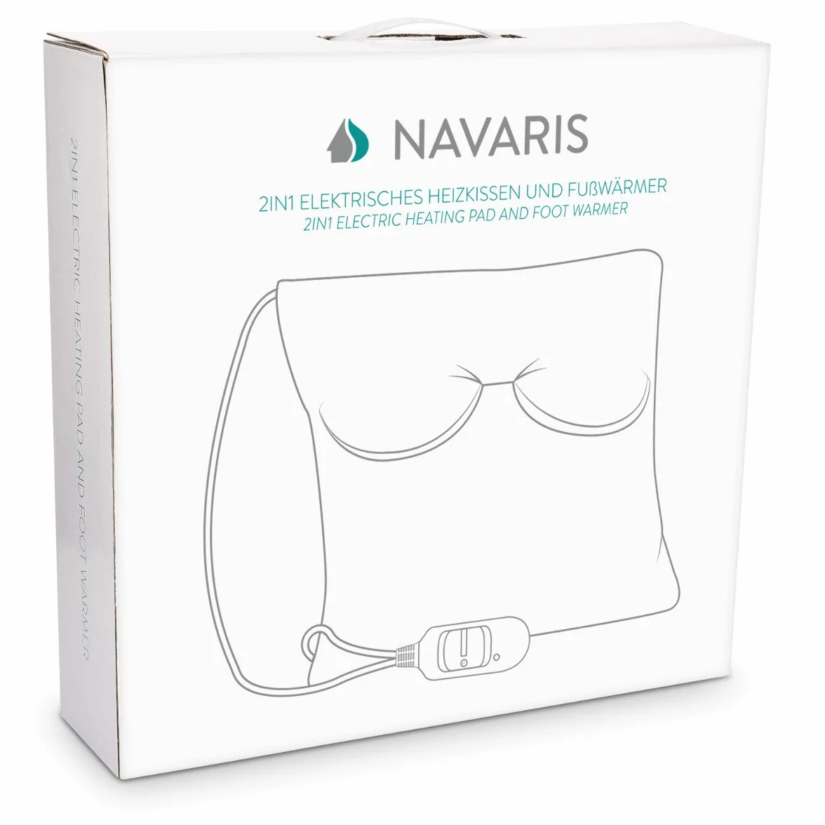 Navaris 2 w 1 elektryczna poduszka grzewcza i ogrzewacz stóp – 38 x 38 cm, 2 poziomy ciepła, 45 W, nadaje się do prania, poduszka rozgrzewająca na plecy, kark, ramiona, stopy, kolor niebieski (Diamond