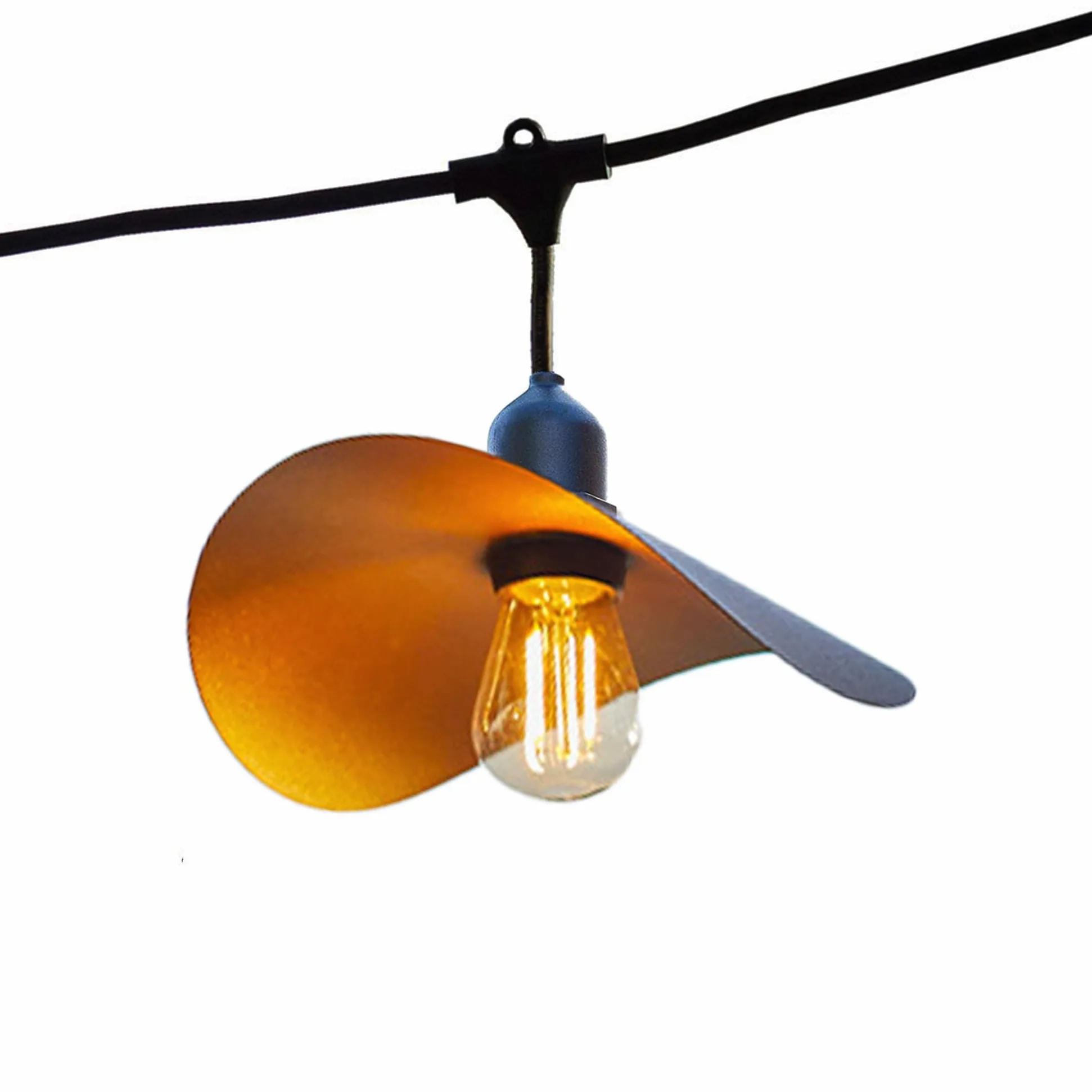 Lumisky Zewnętrzny łańcuch świetlny z kloszem ze stali złotej klatki, 10 żarówek LED E27 HAT LIGHT 6m