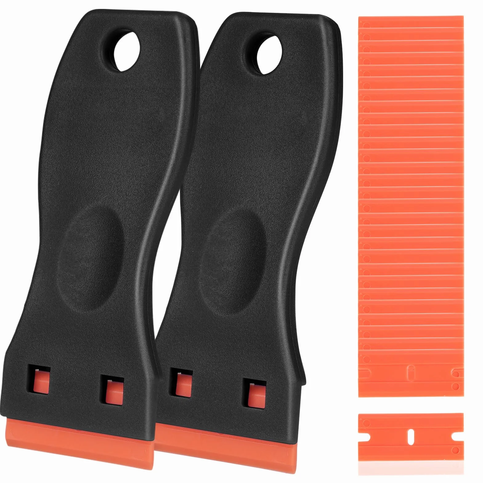 Flintronic 2 szt. Profesjonalny wielofunkcyjny skrobak do szkła ceramicznego z 120 ostrzami z tworzywa sztucznego, do szkła i ceramiki szklanej, usuwania kleju, malowania, naklejek, barwnika, czarny