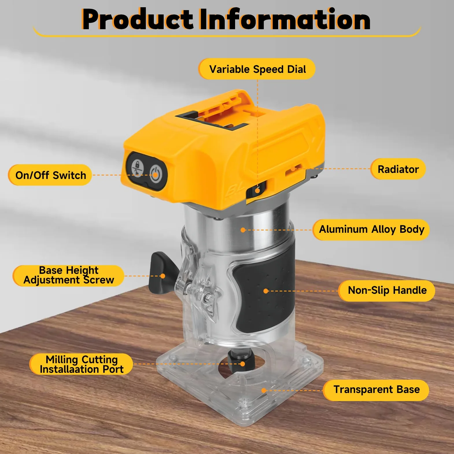 Akumulatorowa frezarka górnowrzecionowa do baterii Dewalt 20 V, 30 000 obr./min, elektryczny ręczny router palmowy z 5 sztukami 1/4", bezszczotkowy trymer nadaje się do obróbki drewna, szczelinowy