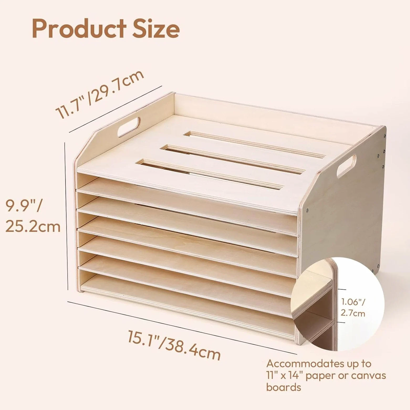 do suszenia farb Regulowana półka drewniana 38,4 x 29,7 x 25,1 | Wystawca sztuki dla dzieci i dorosłych, dom, szkoła, klasa artystyczna, papier, płótno i plakaty