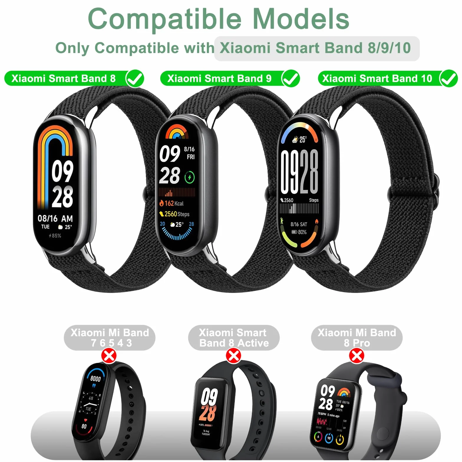 Tobfit pasek do Xiaomi Smartband 10/9/8 nylonowy zamiennik