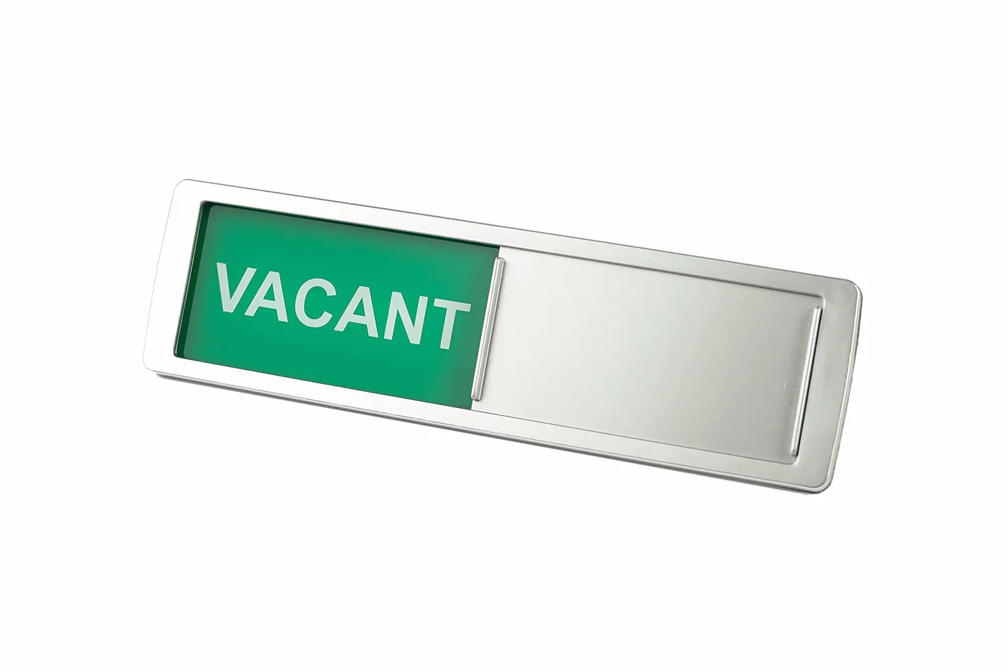 Vacant Occupied Sliding Sign XL - Green/Red Text Slider - 17,5 x 5 x 0,7 cm - Mounting strong 3M Stickers. Arial Text