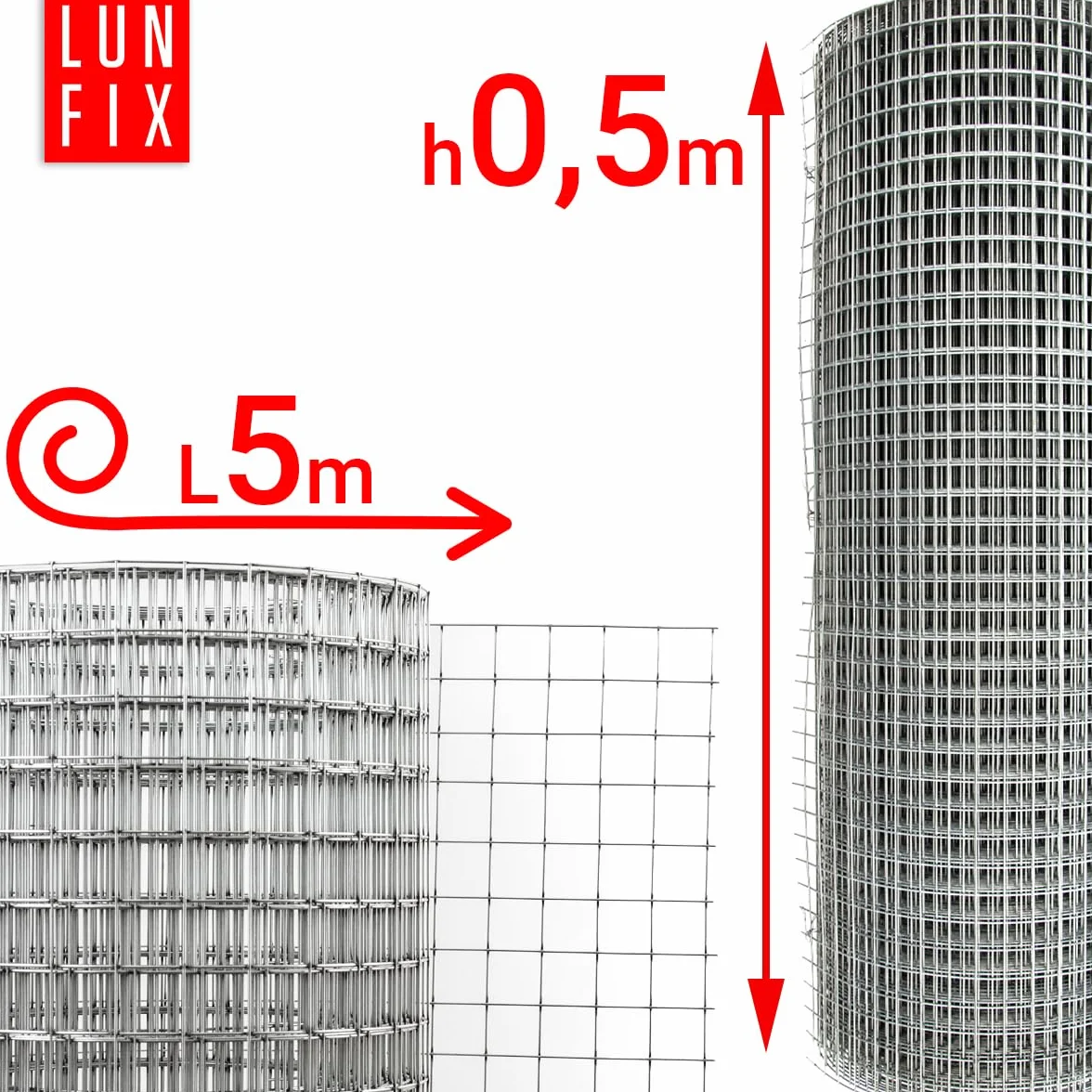 Drut wolierowy – stal ocynkowana, 25 x 25, Ø 1 mm, 0,5 m x 5 m, drut dla zajęcy, drut dla królików, siatka druciana, siatka zgrzewana, siatka ogrodzeniowa, siatka na norniki do ogrodu, ogrodzenie z