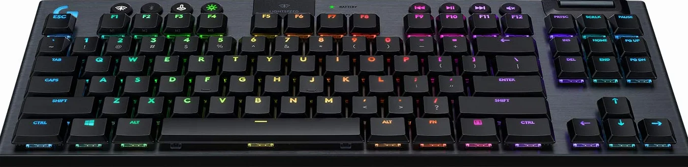 Logitech G 915 TKL Tenkeyless Lightspeed Wireless RGB Mechanical Gaming Keyboard, Przełączniki liniowe Niskoprofilowe Opcje przełącznika, LIGHTSYNC RGB, zaawansowane Wireless i Bluetooth Support -