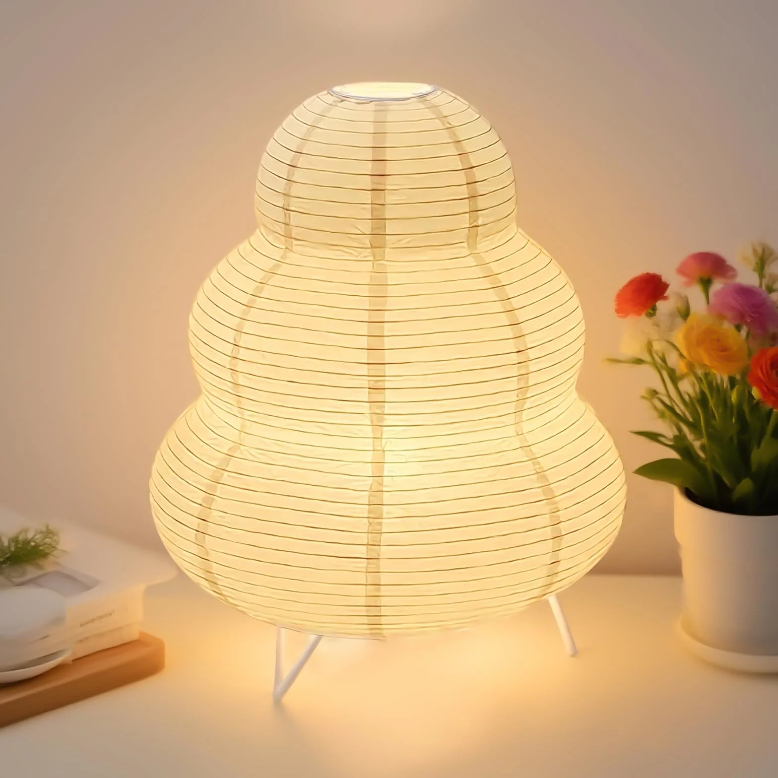 Abażur z papieru ryżowego, papierowa lampa stołowa, biała, lampka nocna, lampa stojąca, lampa stołowa, abażur z oprawką E14, przełącznik i żarówka, lampa wisząca, zapasowy klosz lampy 1,5 m, wys. 26